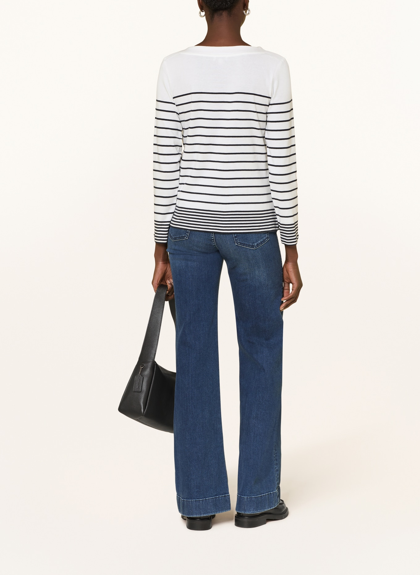 HOBBS CONSTANCE long-sleeved shirt: WHITE / DARK BLUE