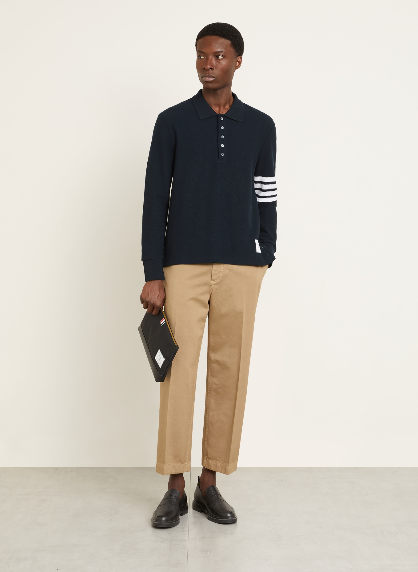 THOM BROWNE. Piqué polokošile: TMAVĚ MODRÁ