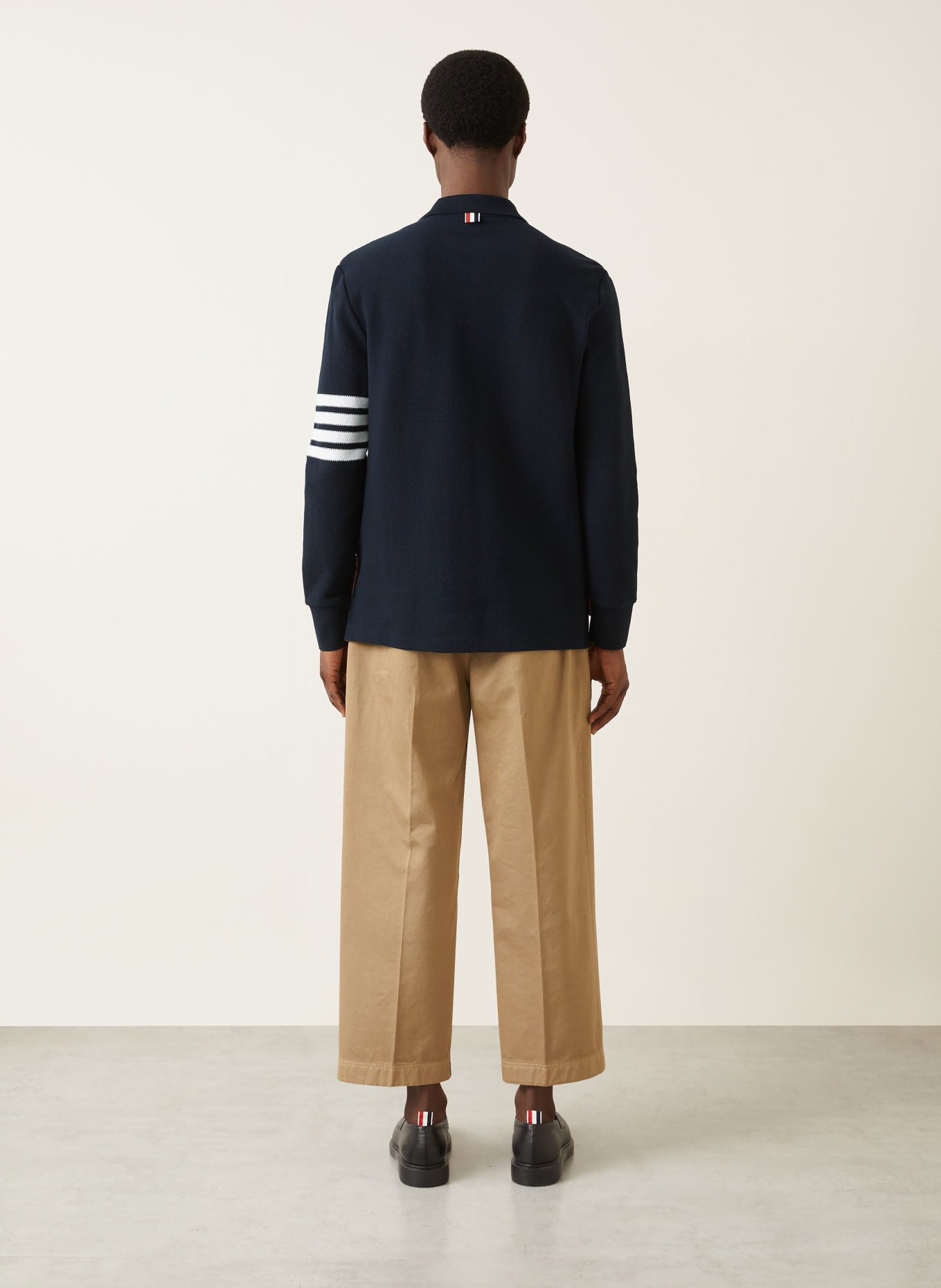 THOM BROWNE. Piqué polokošile: TMAVĚ MODRÁ