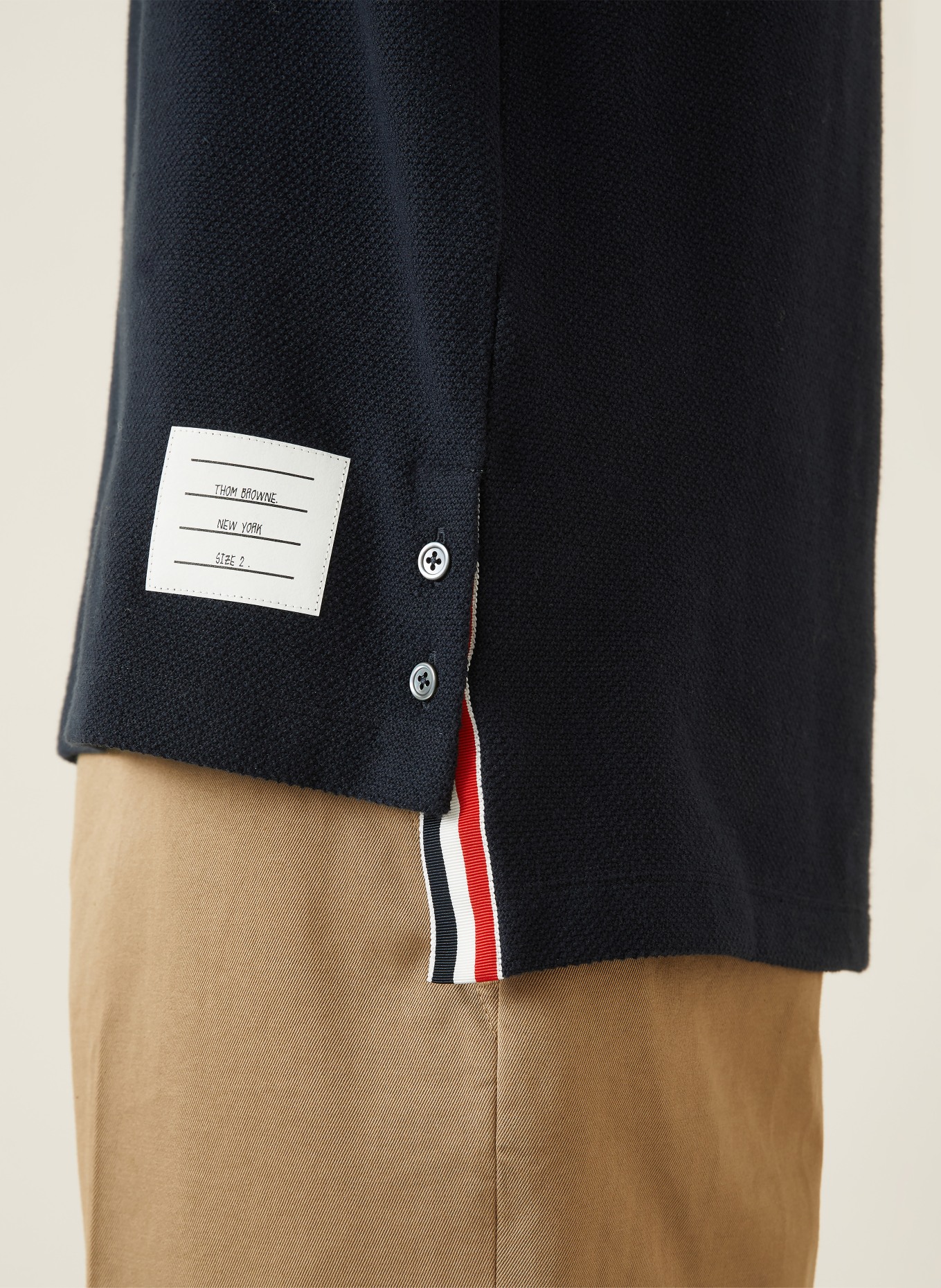 THOM BROWNE. Piqué polokošile: TMAVĚ MODRÁ