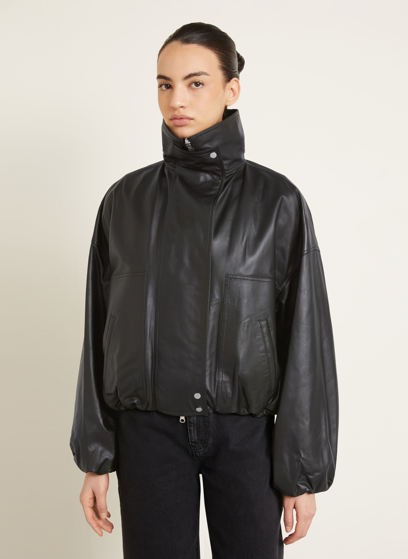 UTZON Lederjacke JADE: SCHWARZ
