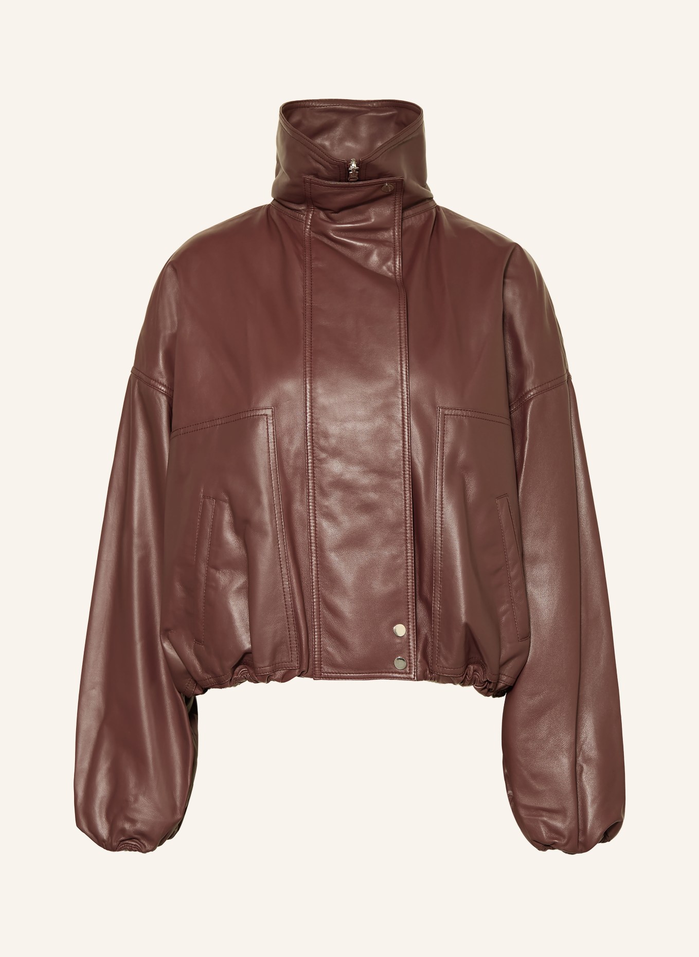 UTZON Kožená bunda JADE: TMAVĚ ČERVENÁ