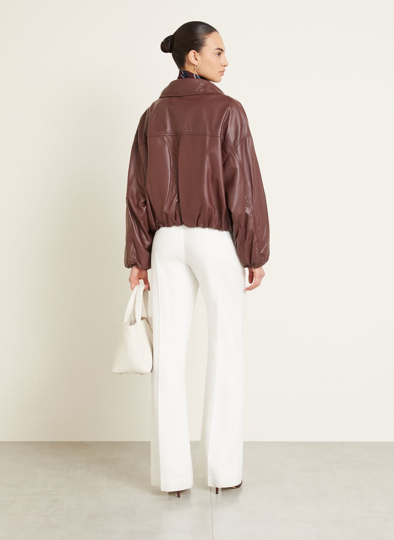 UTZON Kožená bunda JADE: TMAVĚ ČERVENÁ