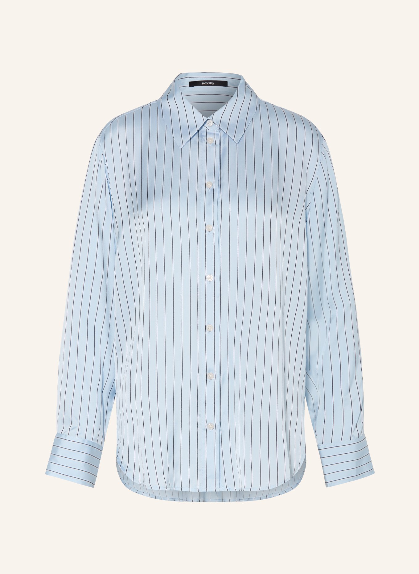 someday Hemdbluse ZENJA aus Satin: HELLBLAU / WEISS / SCHWARZ