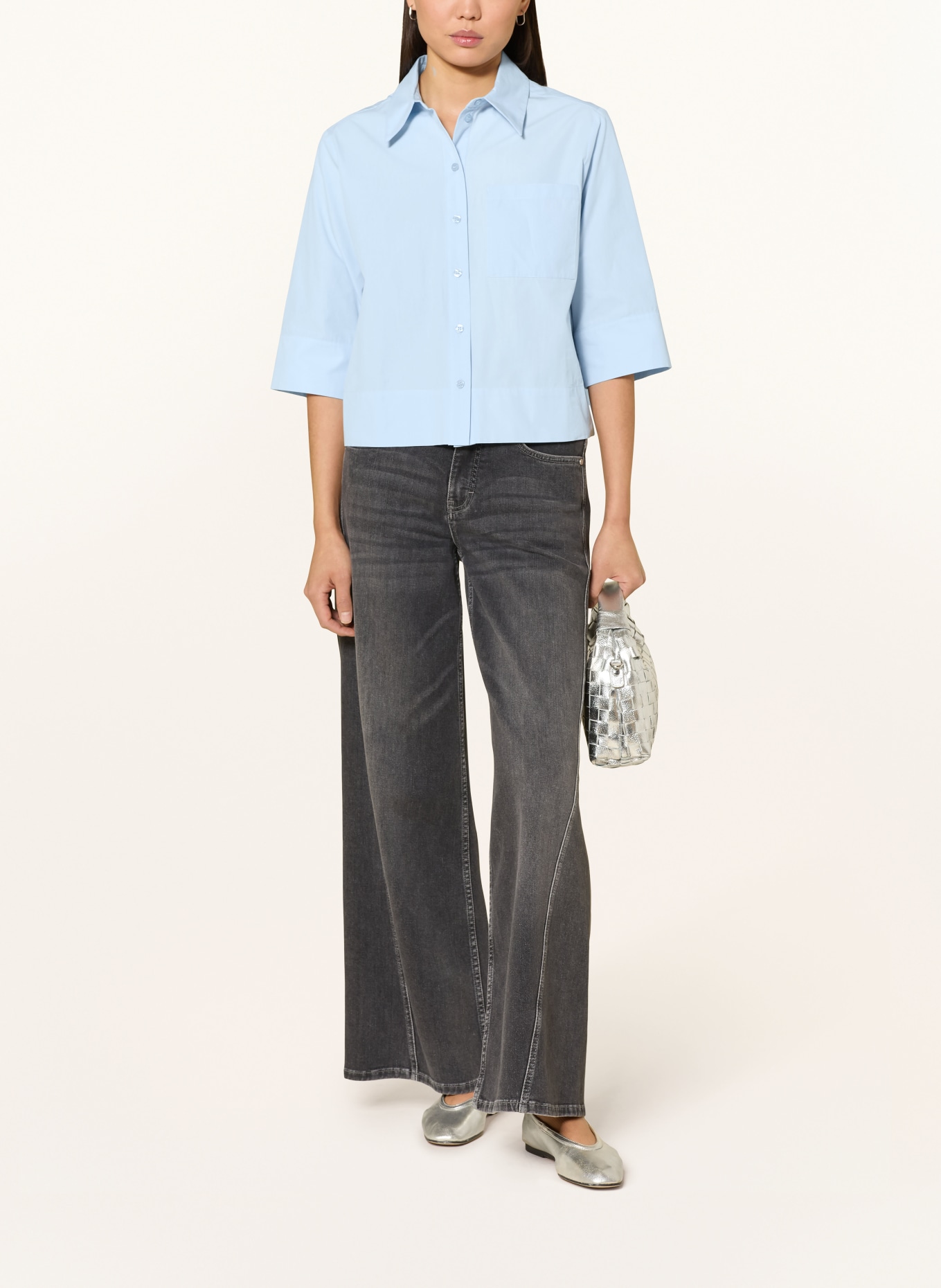 someday Hemdbluse ZARBA BOLD mit 3/4-Arm: HELLBLAU