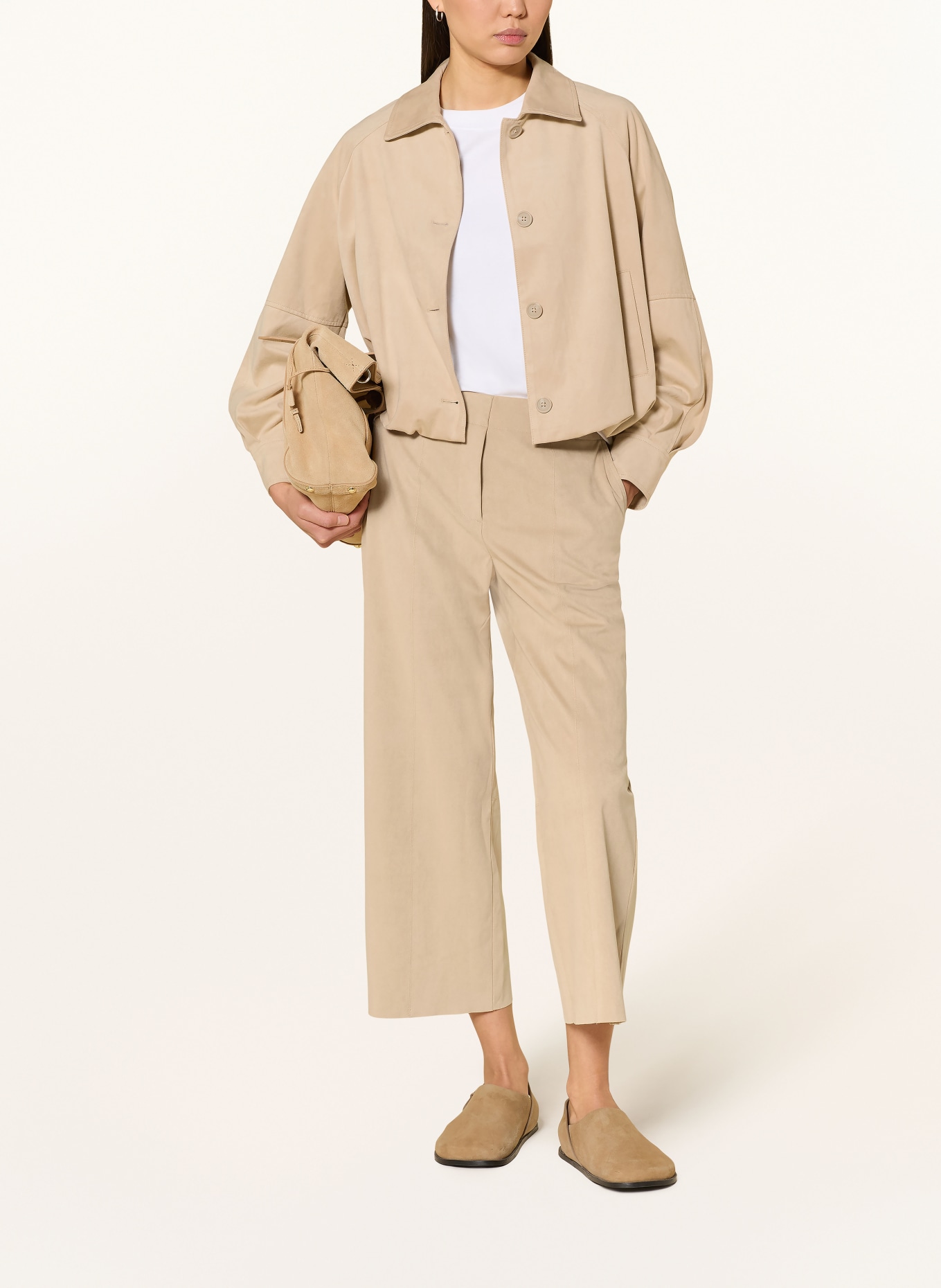 someday 7/8-Hose CURILO VELOURS in Lederoptik: HELLBRAUN