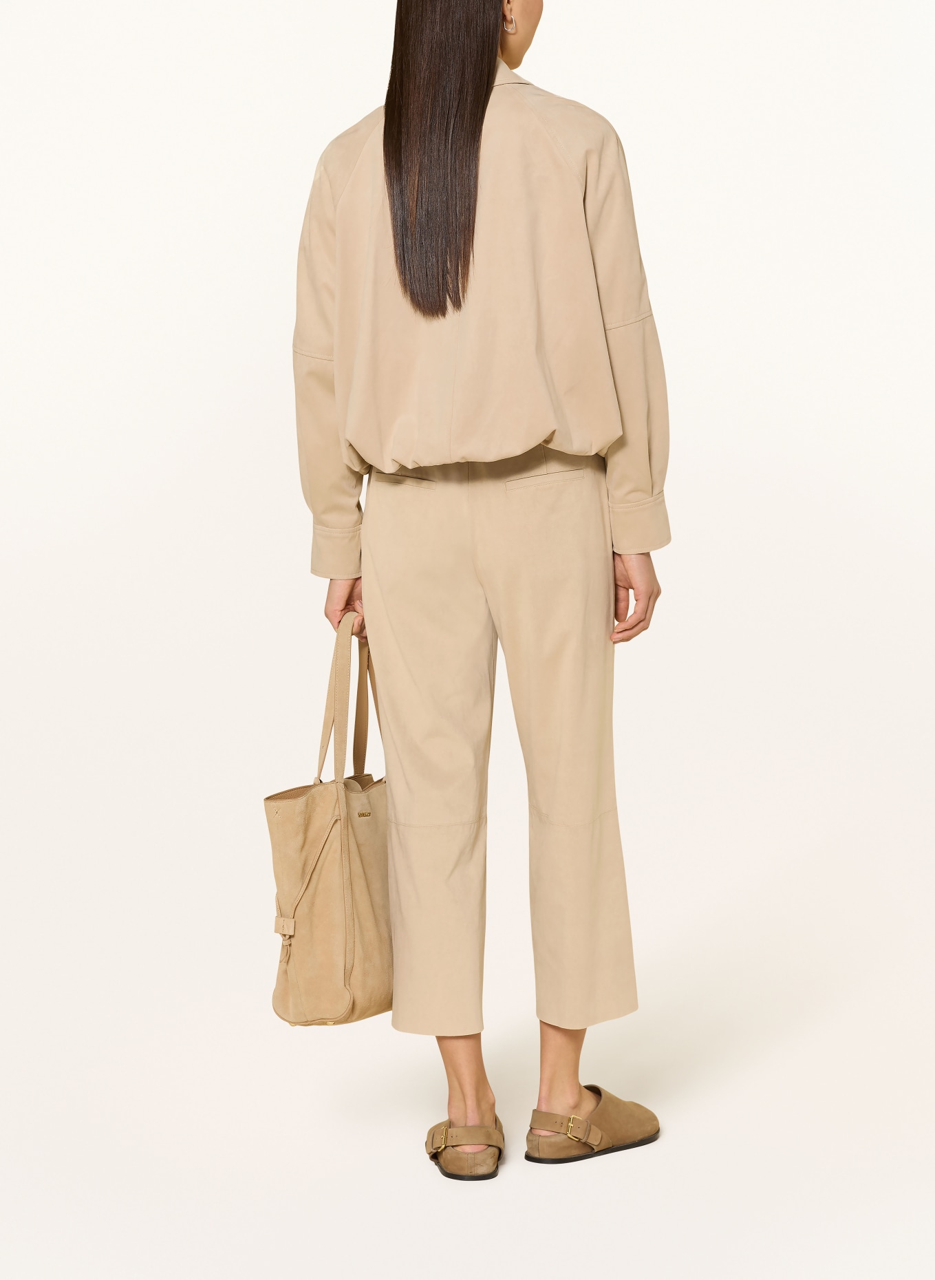 someday 7/8-Hose CURILO VELOURS in Lederoptik: HELLBRAUN