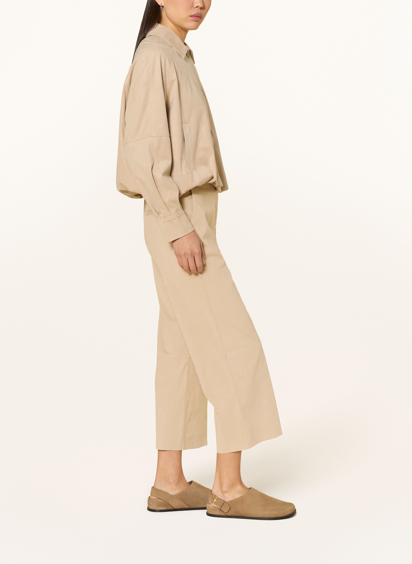 someday 7/8-Hose CURILO VELOURS in Lederoptik: HELLBRAUN