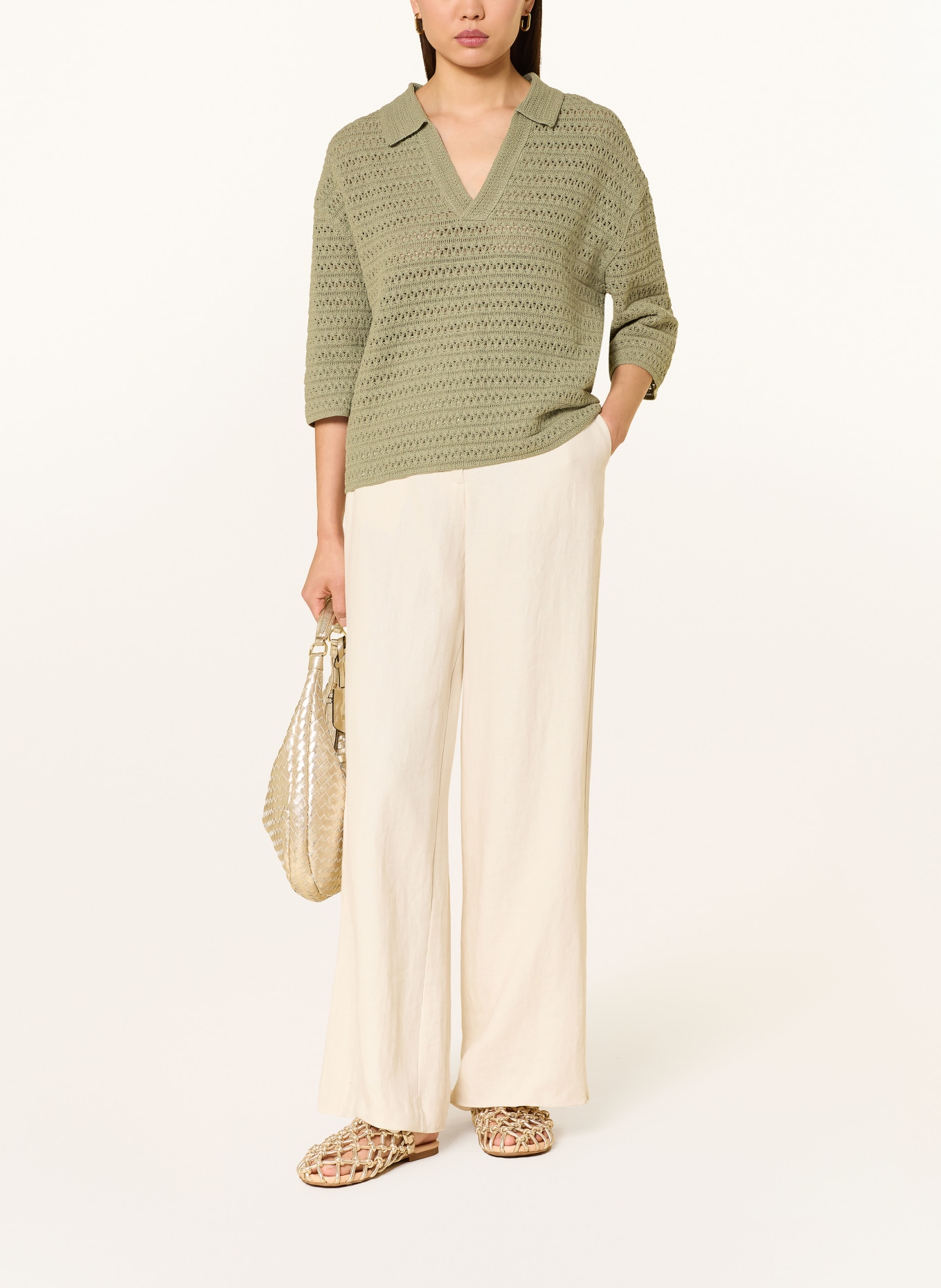 OPUS Sweter GARAKINO z rękawami 3/4: JASNOZIELONY