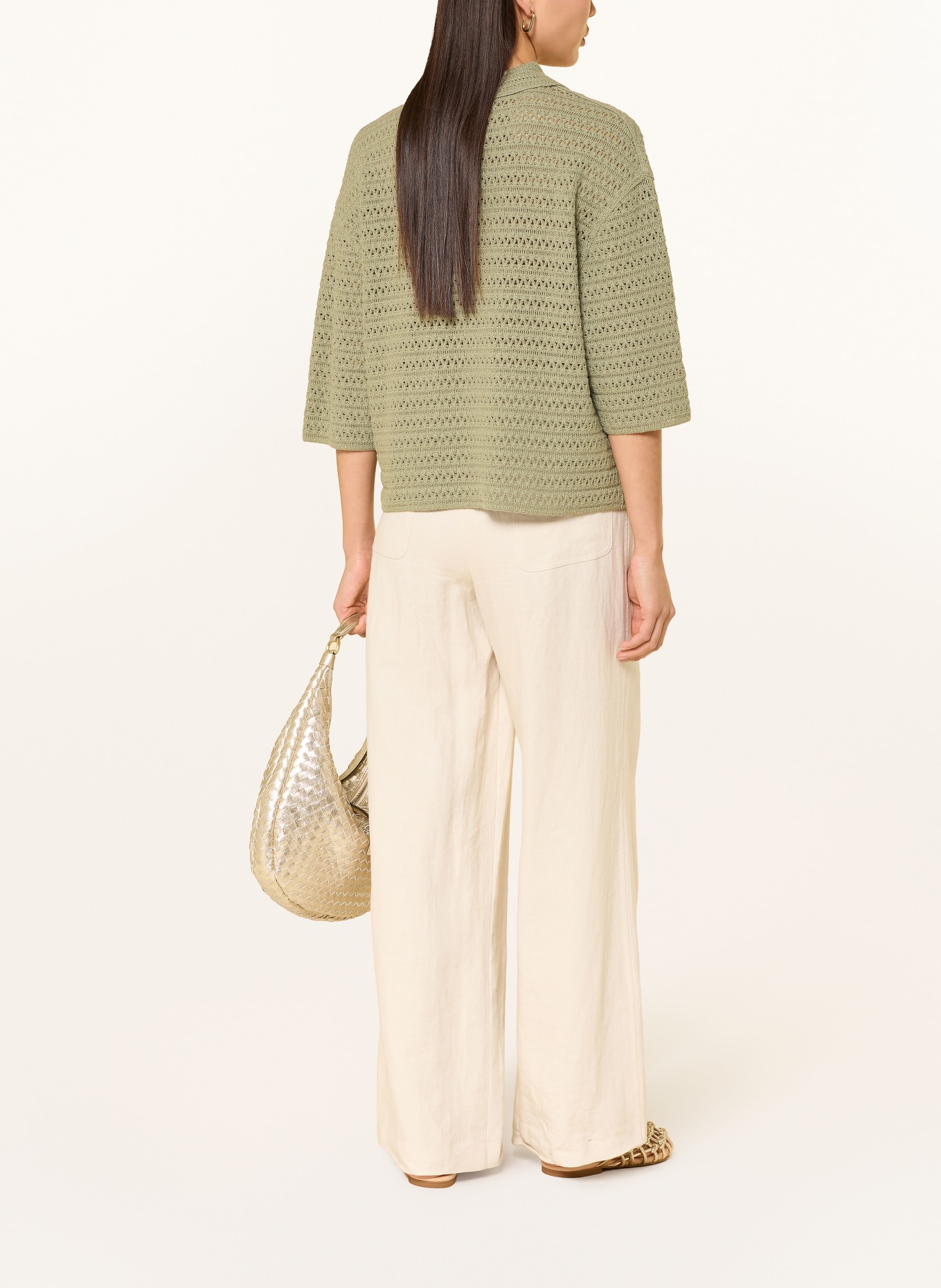 OPUS Sweter GARAKINO z rękawami 3/4: JASNOZIELONY