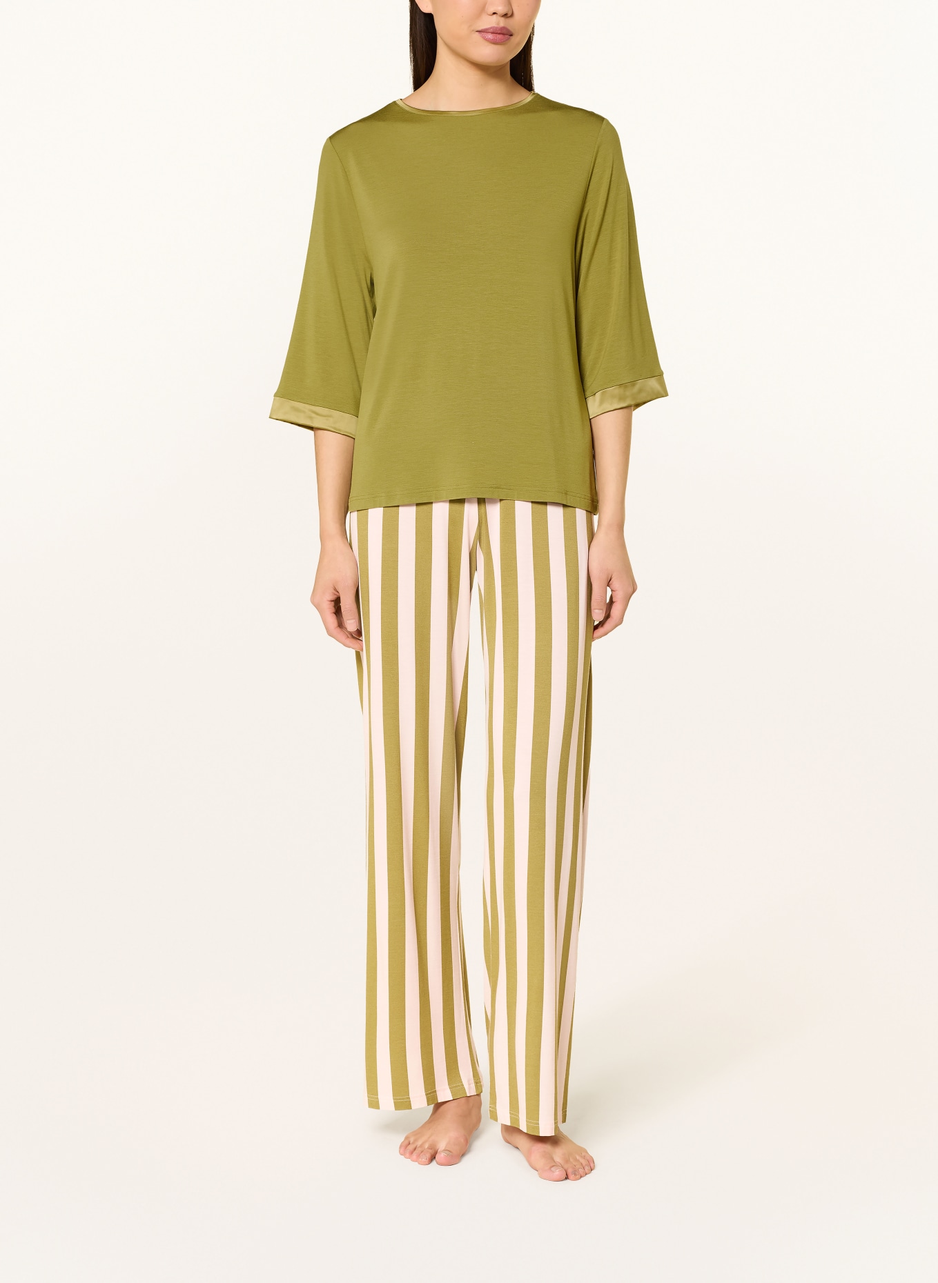 mey Schlafshirt mit 3/4-Arm: OLIV