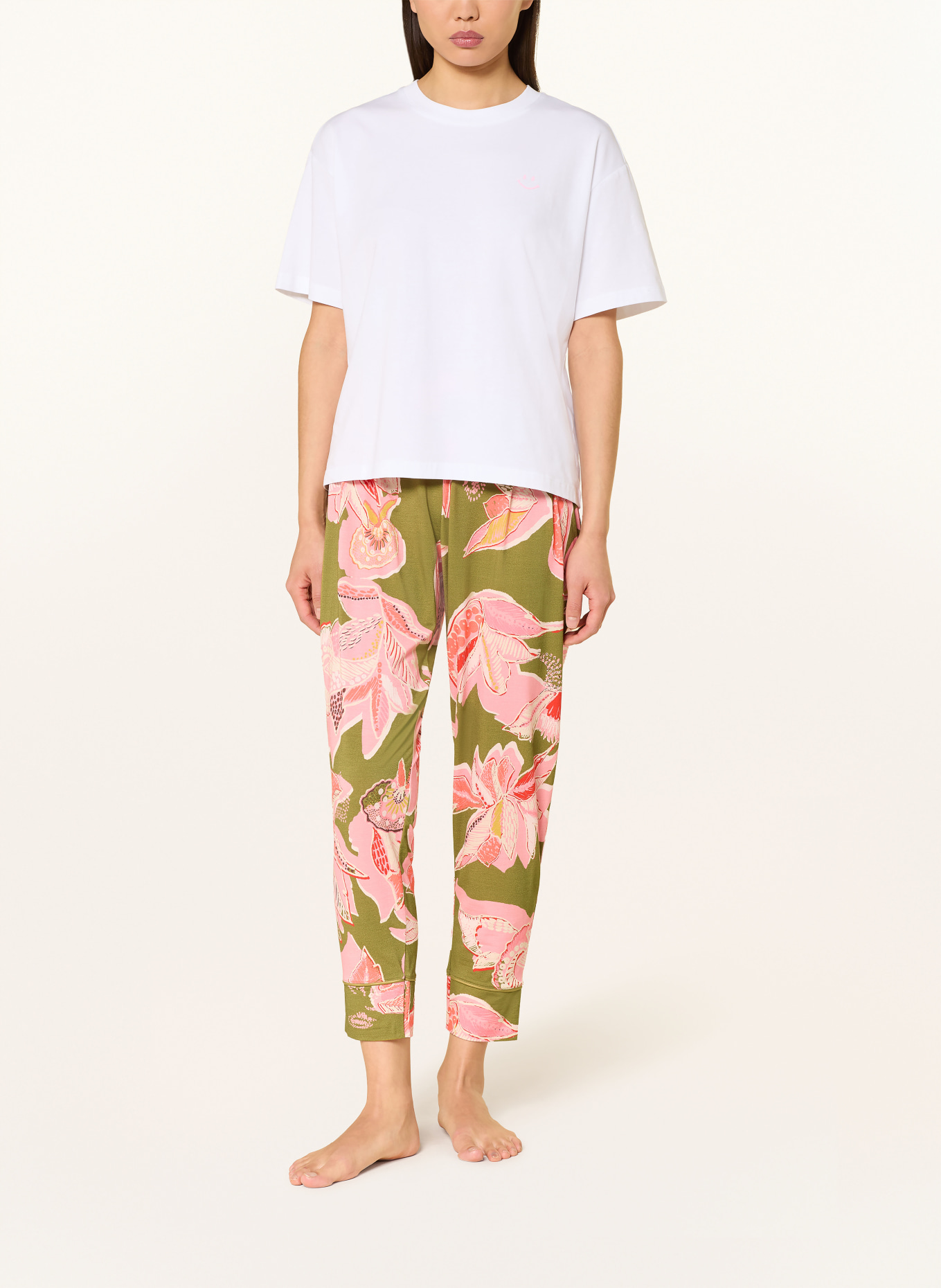 mey Schlafhose Serie FLOWER WHIRL: OLIV / ROSA / ROT