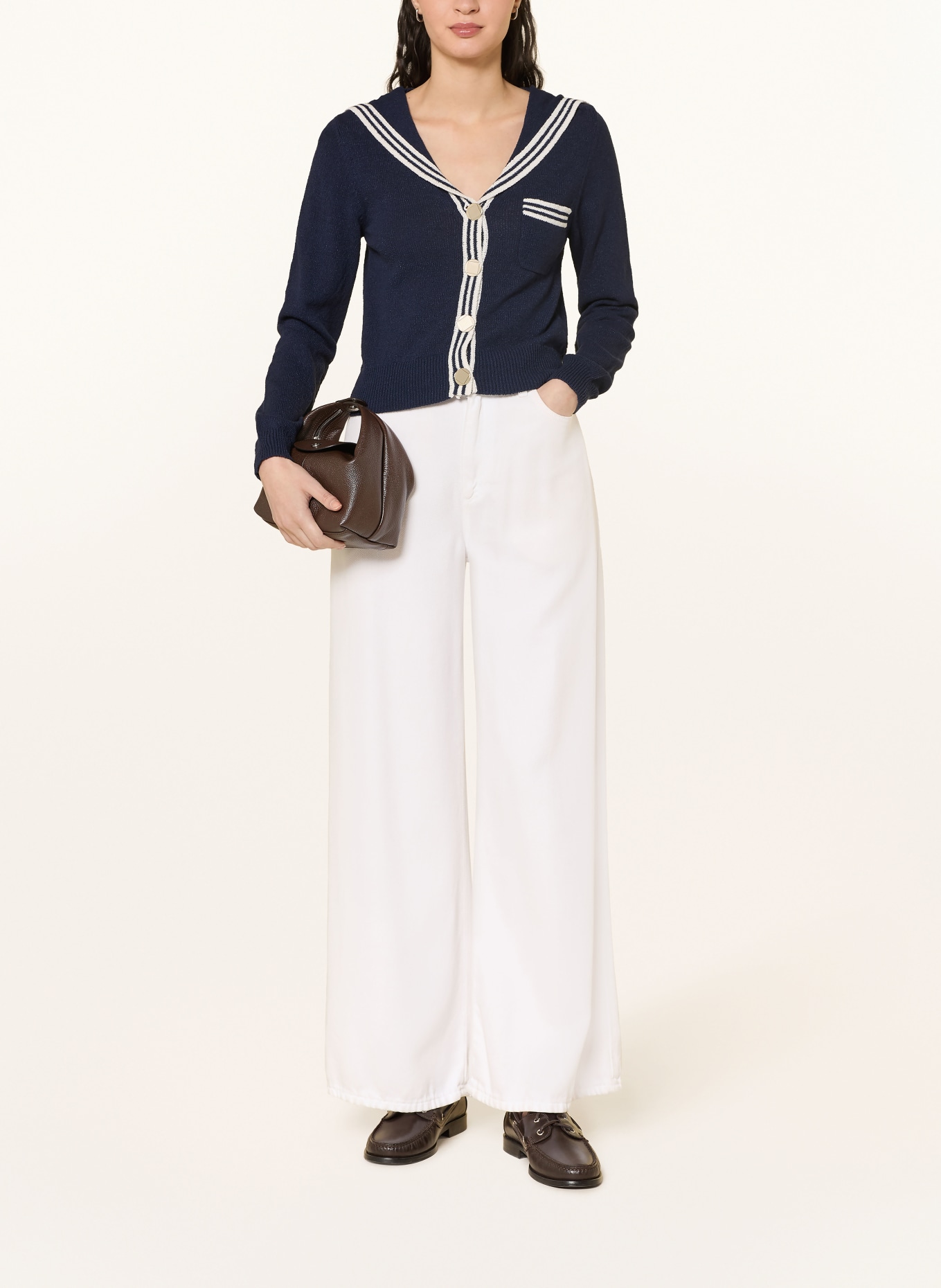 Rich & Royal Strickjacke: DUNKELBLAU / WEISS