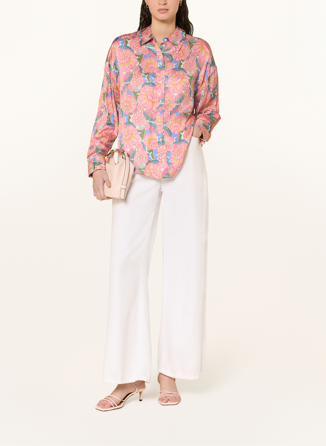 Rich & Royal Hemdbluse aus Satin: ROSA / GRÜN / HELLBLAU