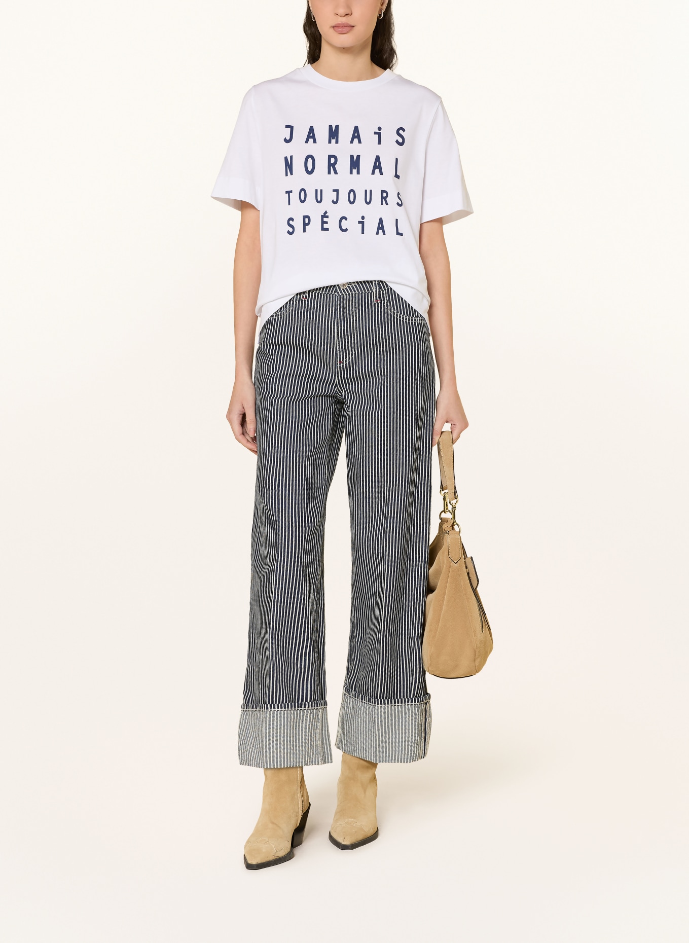 Rich & Royal T-Shirt: WEISS / DUNKELBLAU