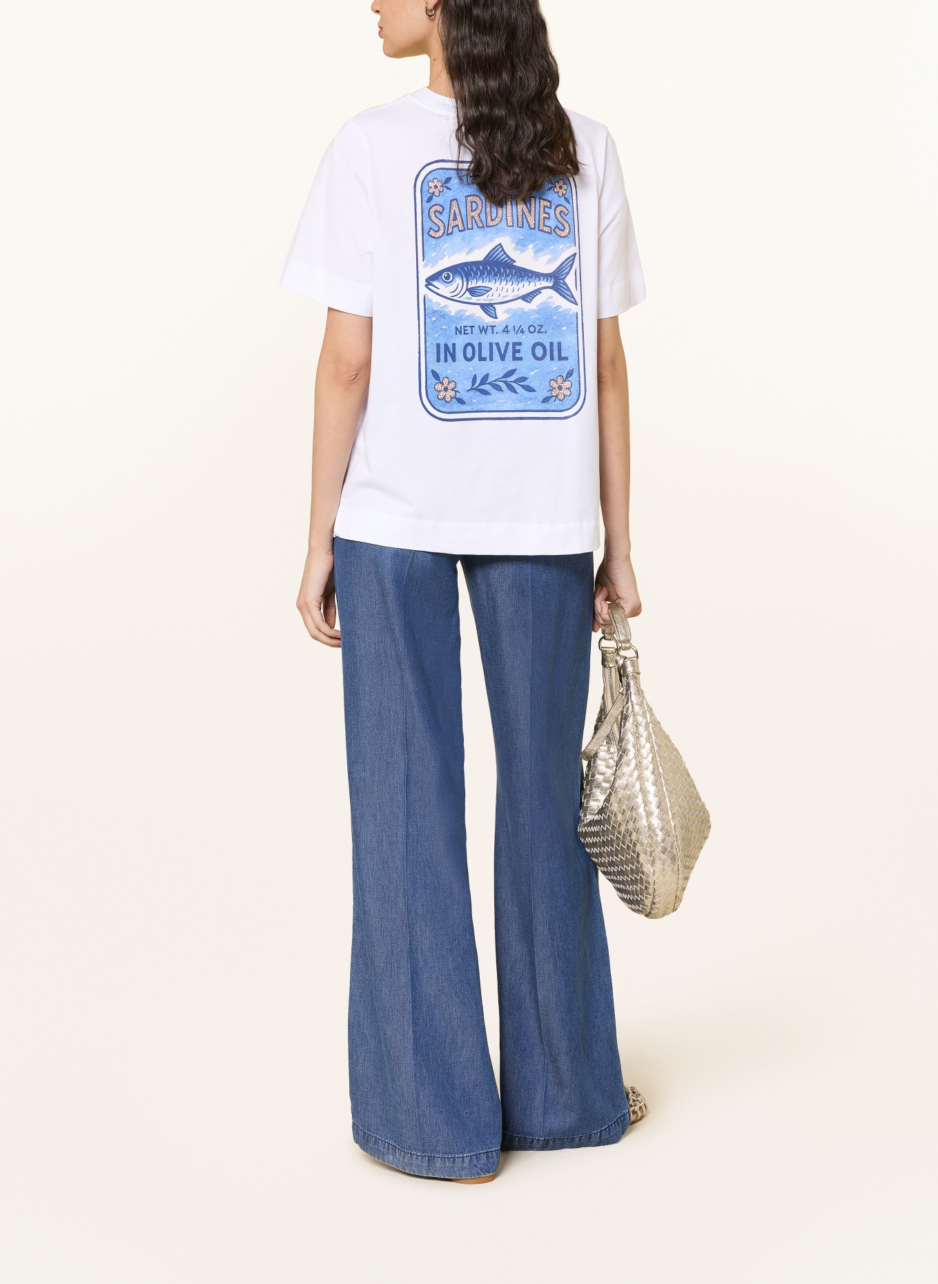 Rich & Royal Tričko s ozdobnými kameny: BÍLÁ / TMAVĚ ORANŽOVÁ / MODRÁ