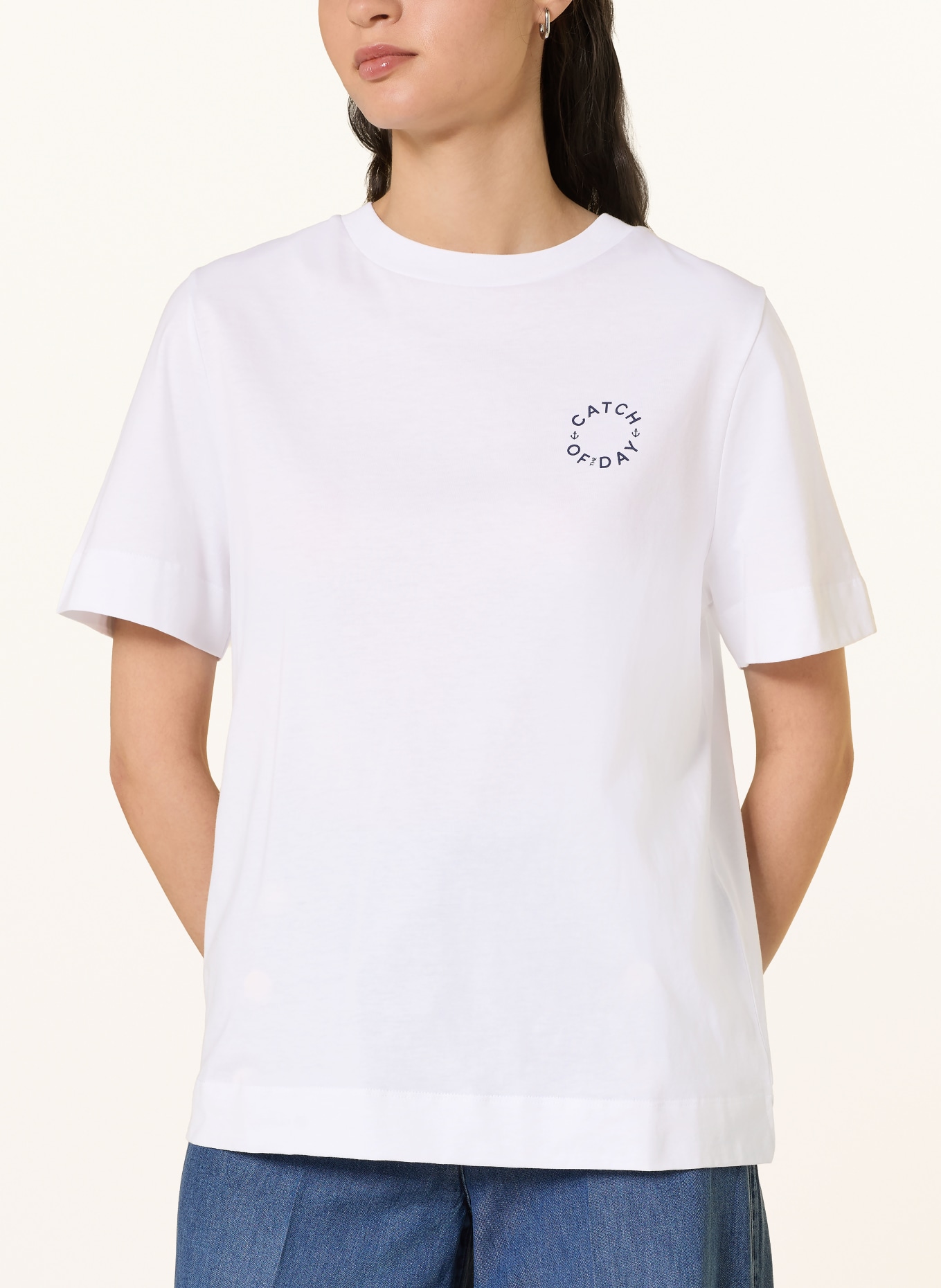 Rich & Royal Tričko s ozdobnými kameny: BÍLÁ / TMAVĚ ORANŽOVÁ / MODRÁ