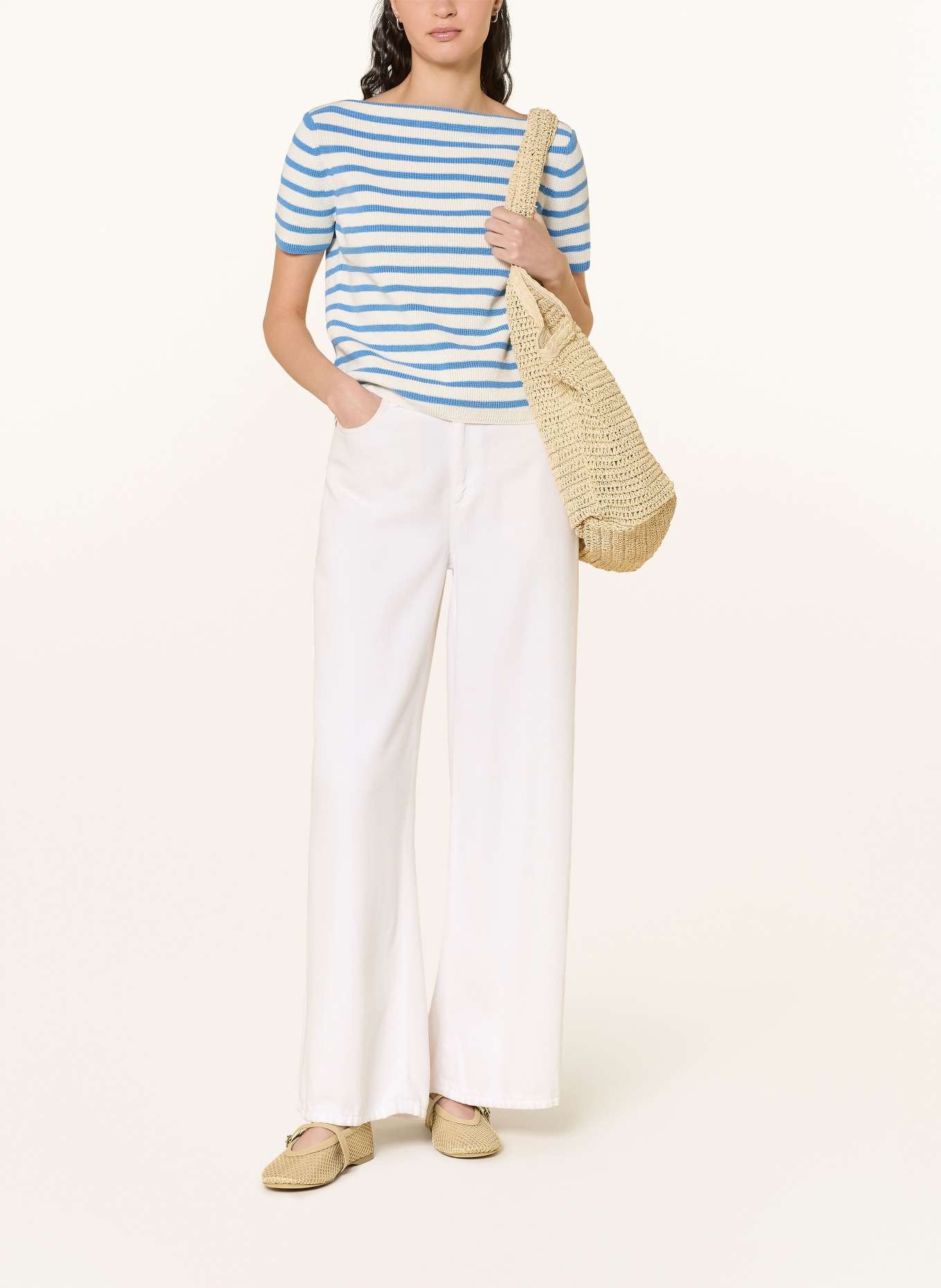 Rich & Royal pull en maille: CRÈME / BLEU CLAIR