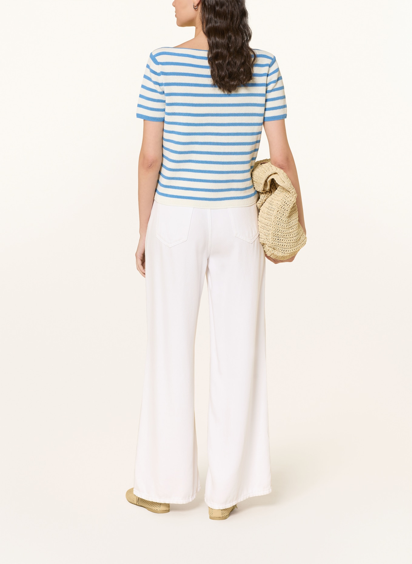 Rich & Royal pull en maille: CRÈME / BLEU CLAIR