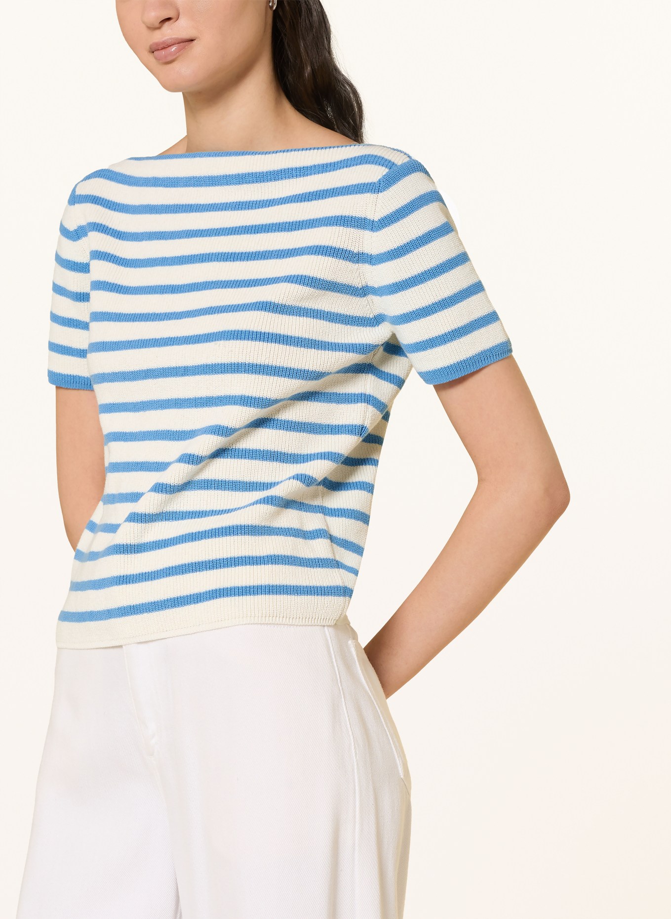 Rich & Royal pull en maille: CRÈME / BLEU CLAIR