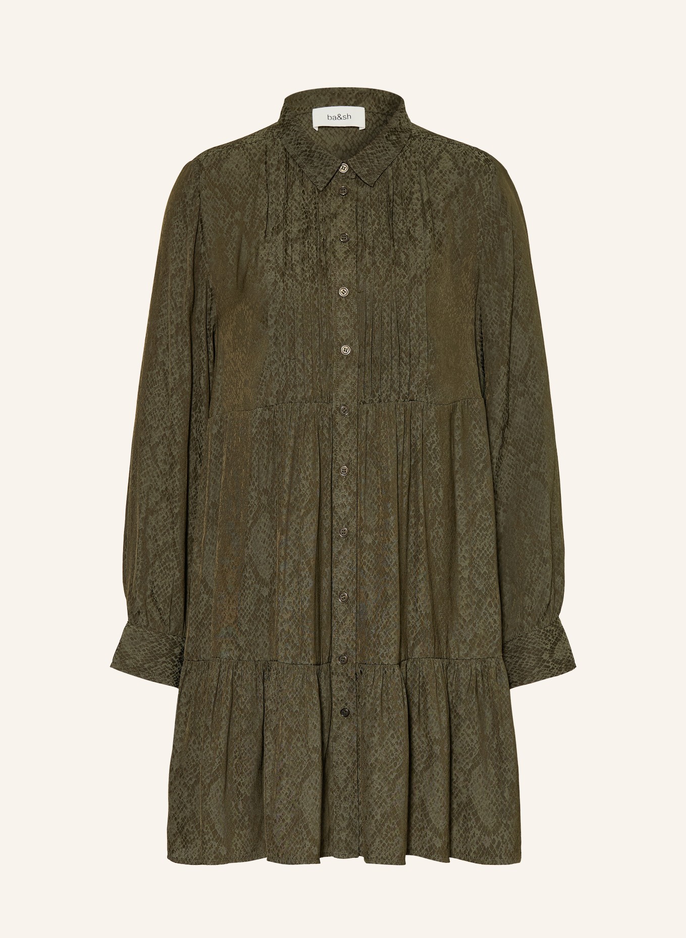 ba&sh Košilové šaty ROSYNA: OLIVOVÁ / TMAVĚ ZELENÁ