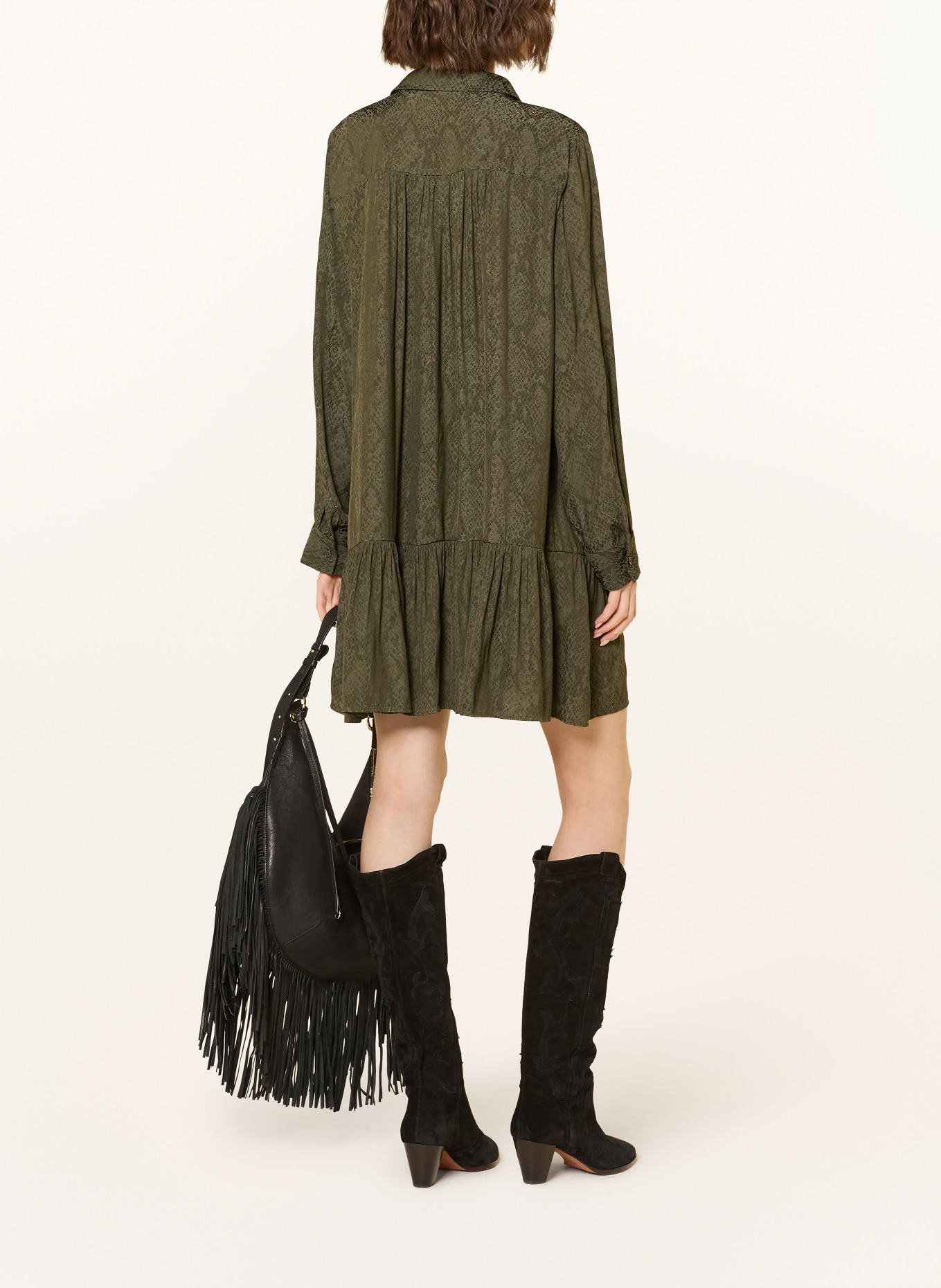 ba&sh Košilové šaty ROSYNA: OLIVOVÁ / TMAVĚ ZELENÁ