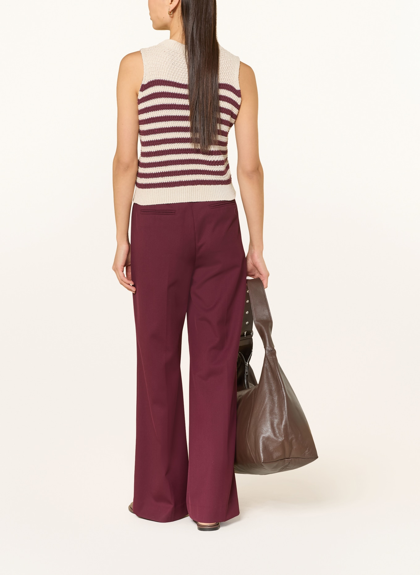 Herrlicher Gebreide top ELAIA: BEIGE / BRUIN