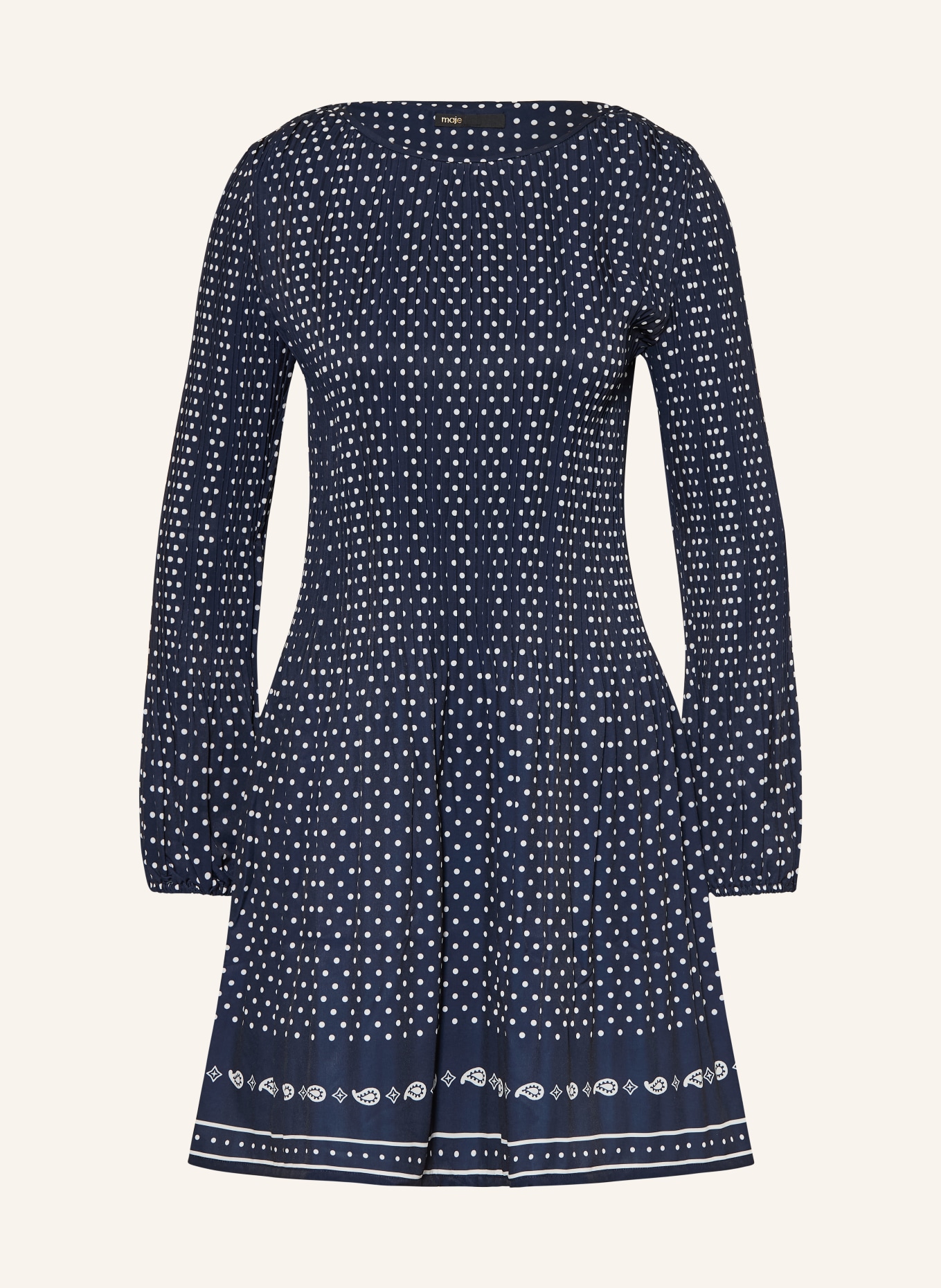 maje Kleid mit Plissees: DUNKELBLAU / WEISS