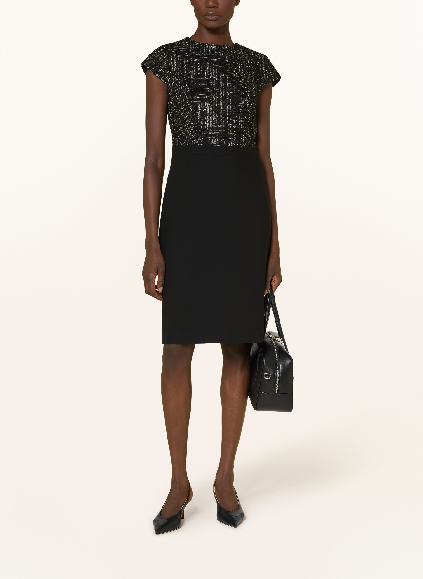 HOBBS Etuikleid ESME im Materialmix: SCHWARZ / WEISS