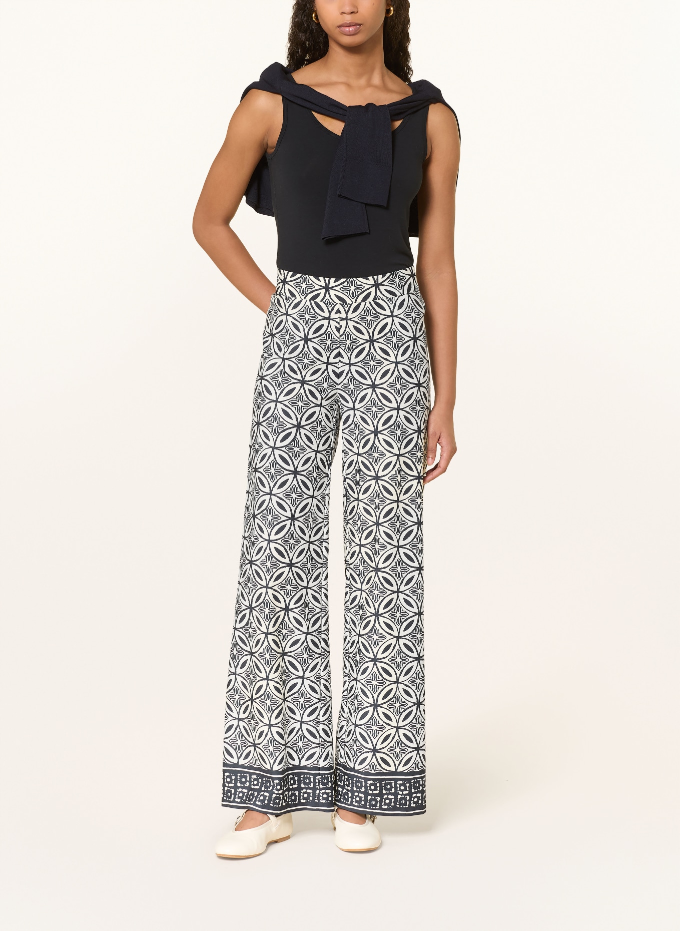 CAMBIO Marlene-broek ALLISON: CRÈME / DONKERBLAUW