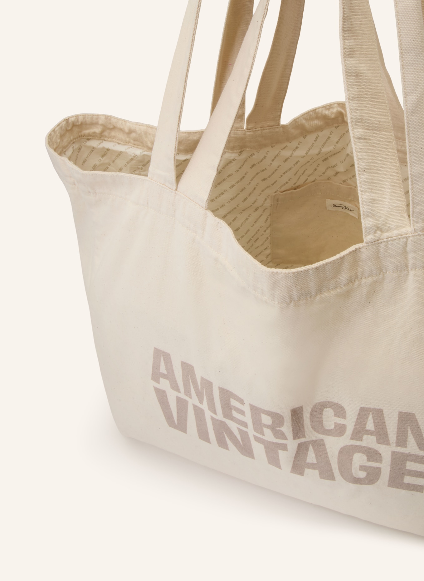 American Vintage Nákupní taška LYCAZ: REŽNÁ / ČERNOŠEDÁ