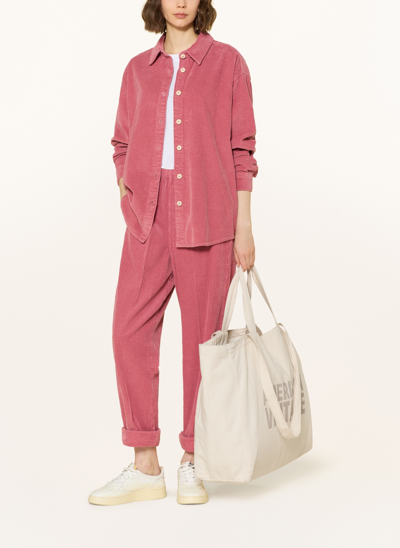 American Vintage Nákupní taška LYCAZ: REŽNÁ / ČERNOŠEDÁ