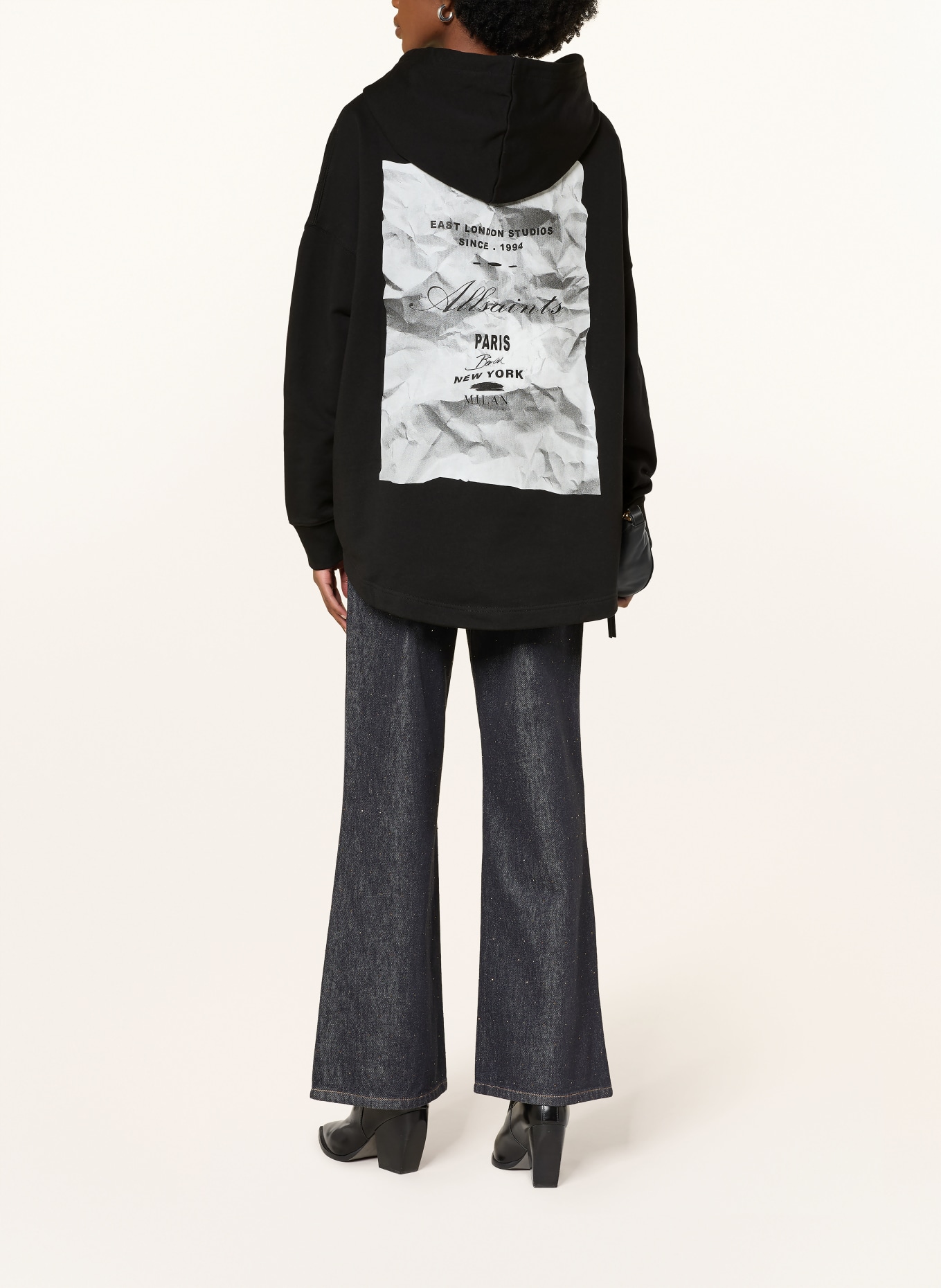 ALLSAINTS Hoodie ETTI: BLACK / WHITE