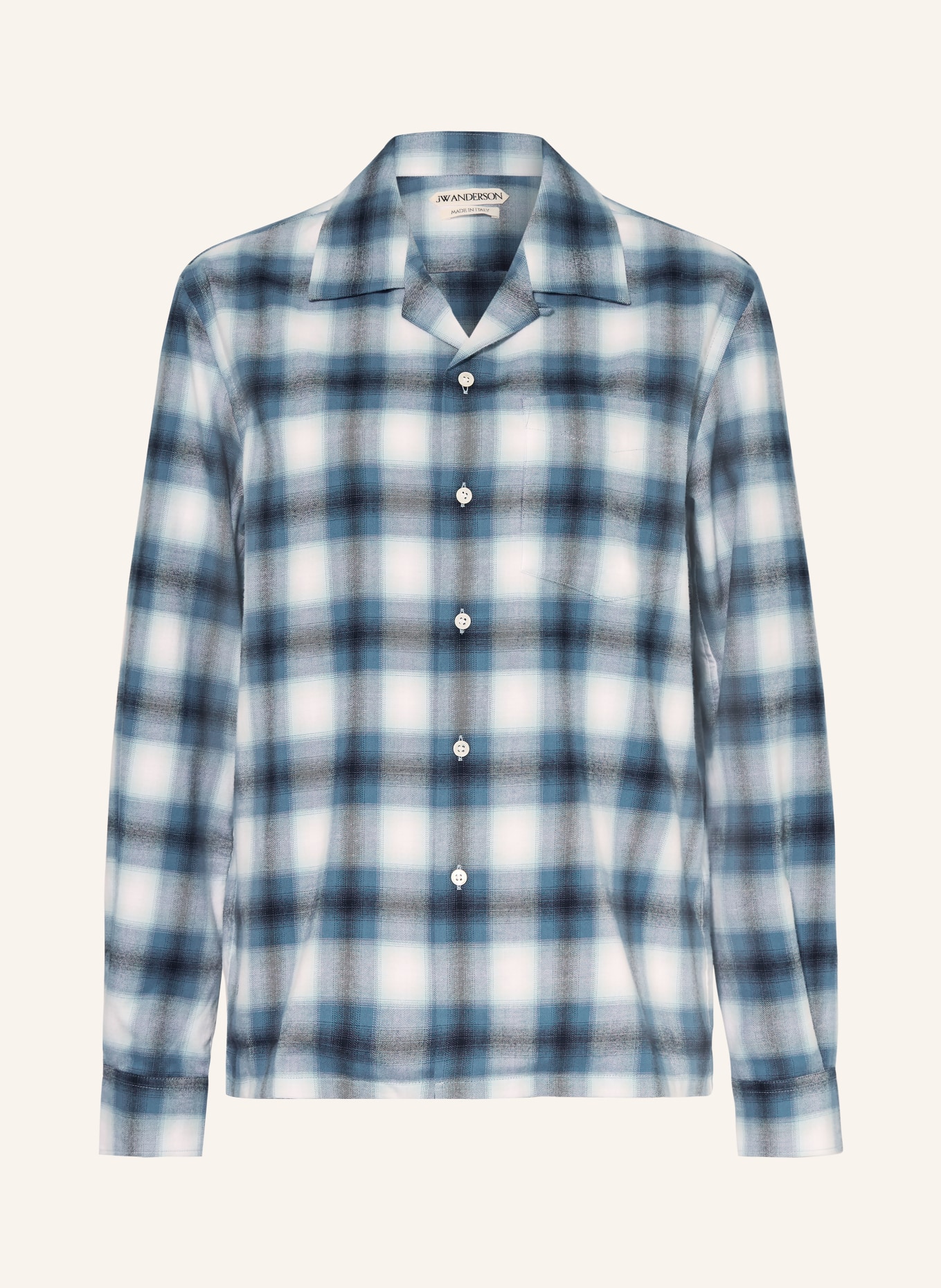 JW ANDERSON Flanell-Overshirt: BLAU / GRAU / WEISS