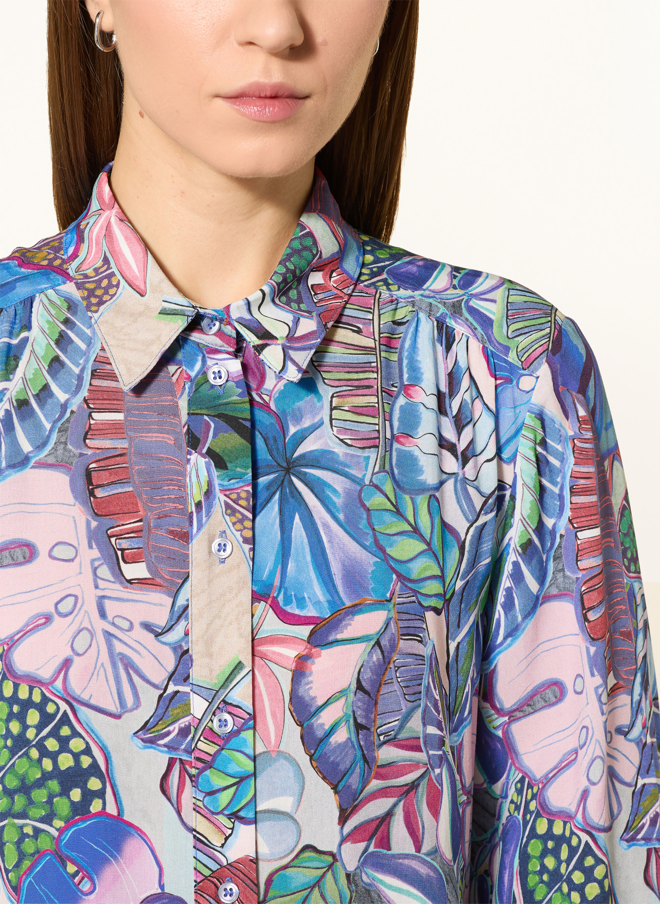 CINQUE Hemdbluse CITILL mit 3/4-Arm: BLAU / ROT / GRÜN