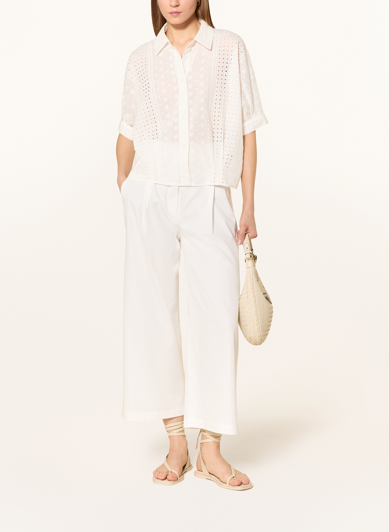 CINQUE Hemdbluse CITERNI aus Lochspitze mit 3/4-Arm: WEISS