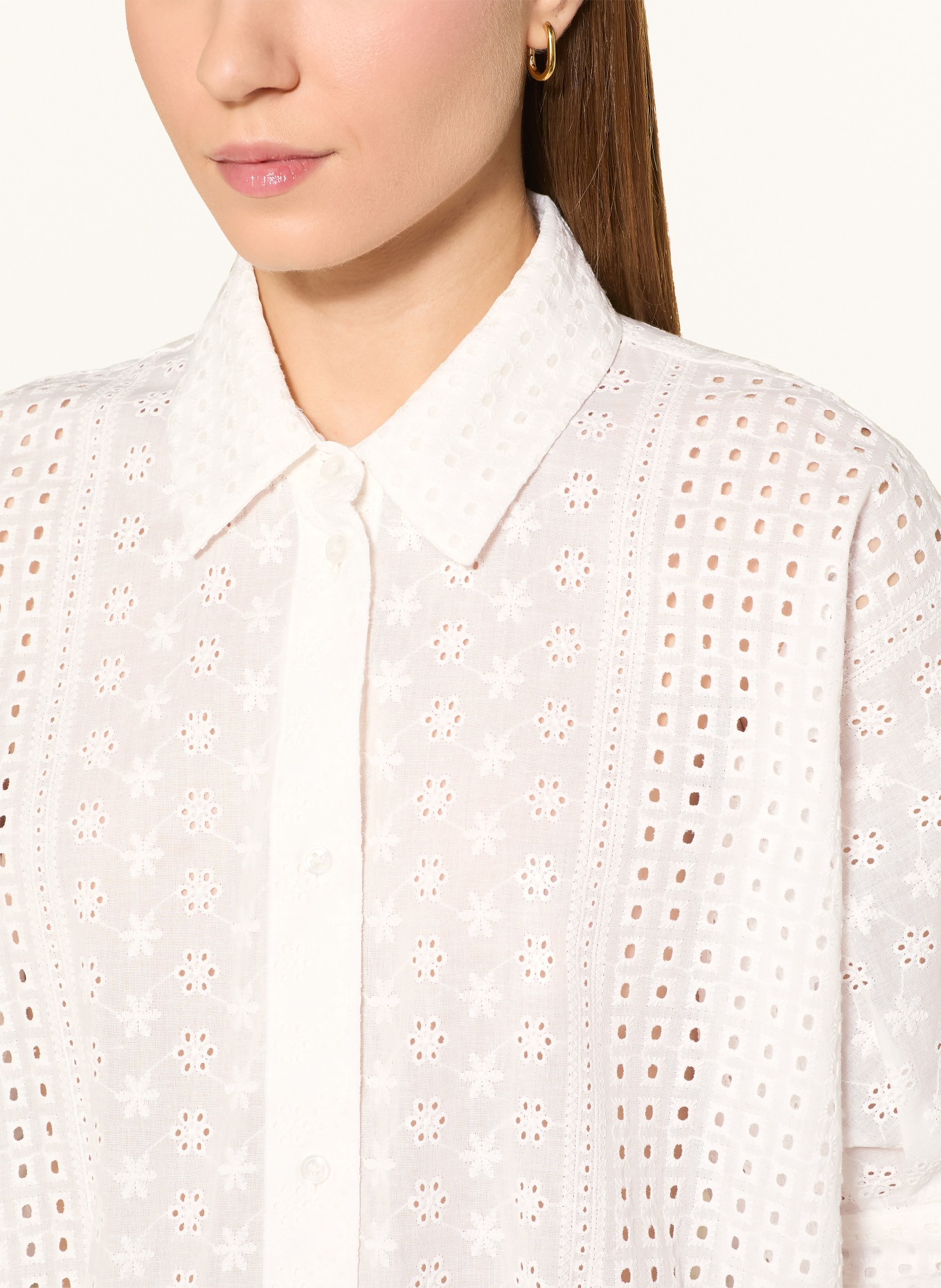CINQUE Hemdbluse CITERNI aus Lochspitze mit 3/4-Arm: WEISS