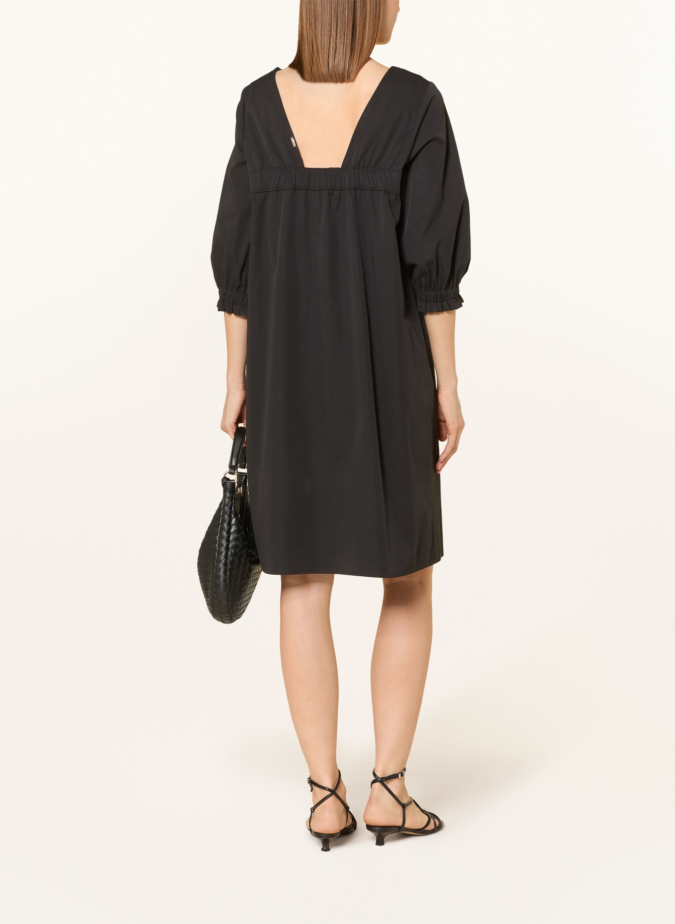 CINQUE CIINKRA dress with 3/4 sleeves and ruffles: BLACK