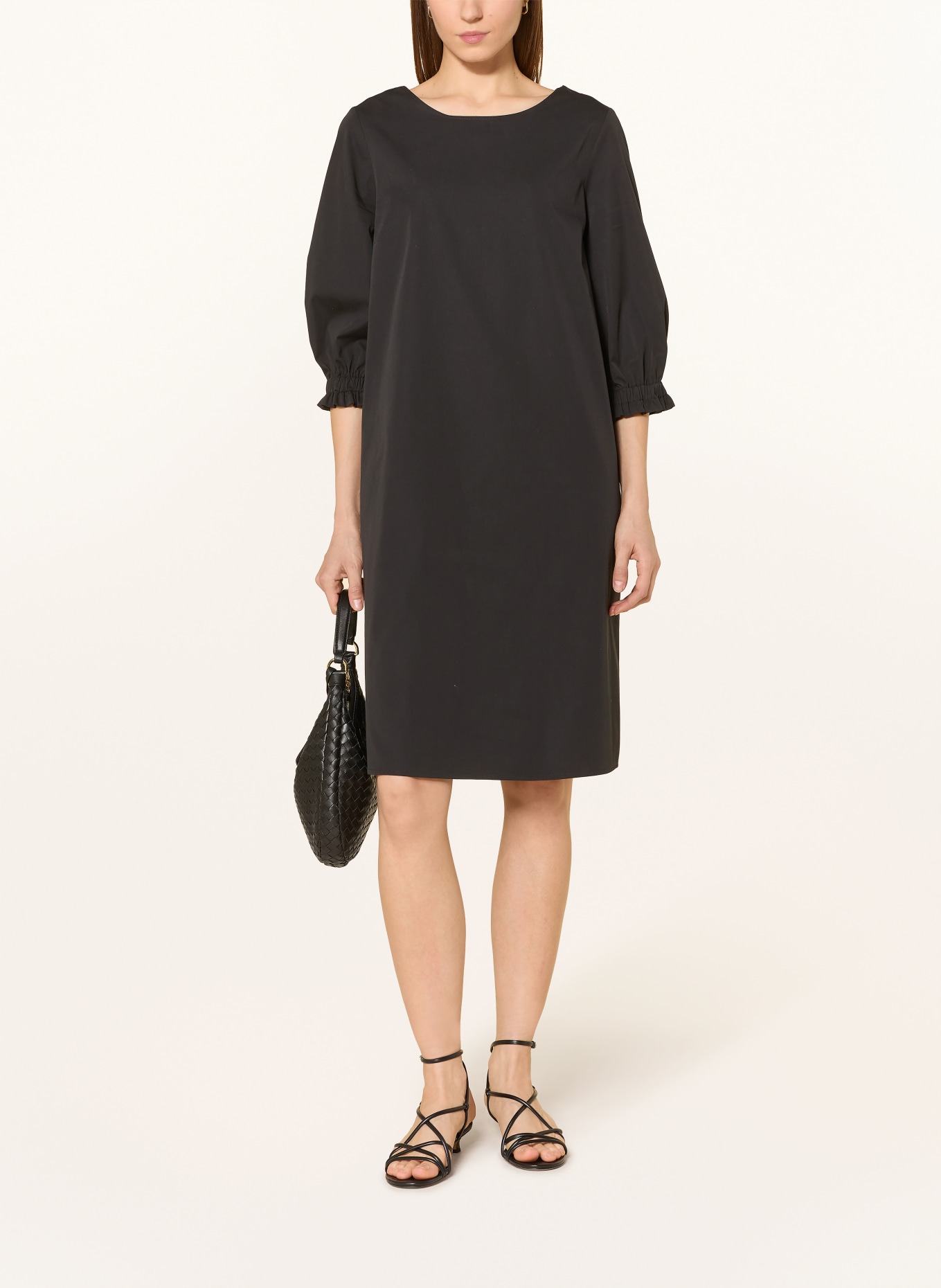 CINQUE CIINKRA dress with 3/4 sleeves and ruffles: BLACK