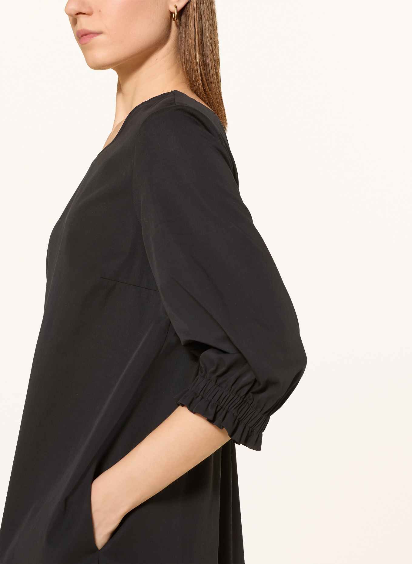 CINQUE CIINKRA dress with 3/4 sleeves and ruffles: BLACK