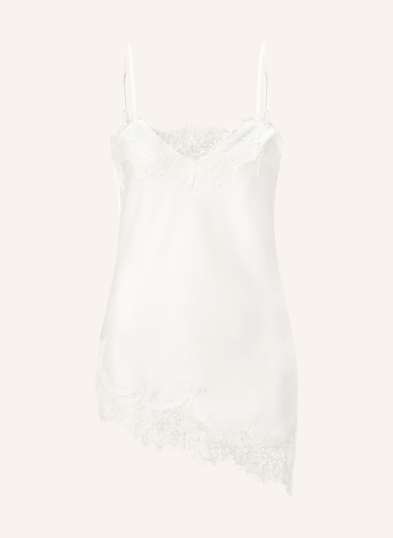 Rich & Royal Satynowy top z koronką: BIAŁY