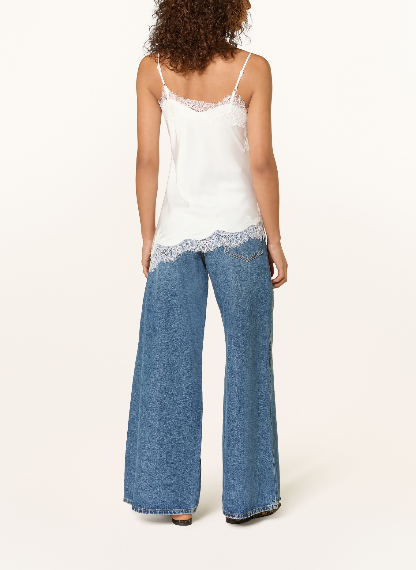 Rich & Royal Satynowy top z koronką: BIAŁY