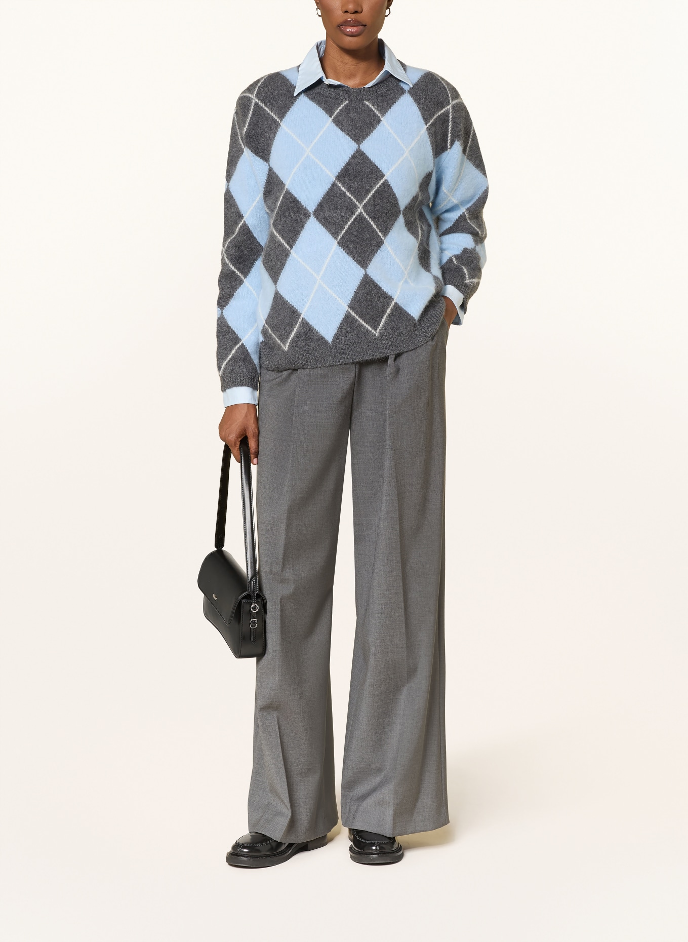 SAINTE MER Pullover: HELLBLAU / DUNKELGRAU