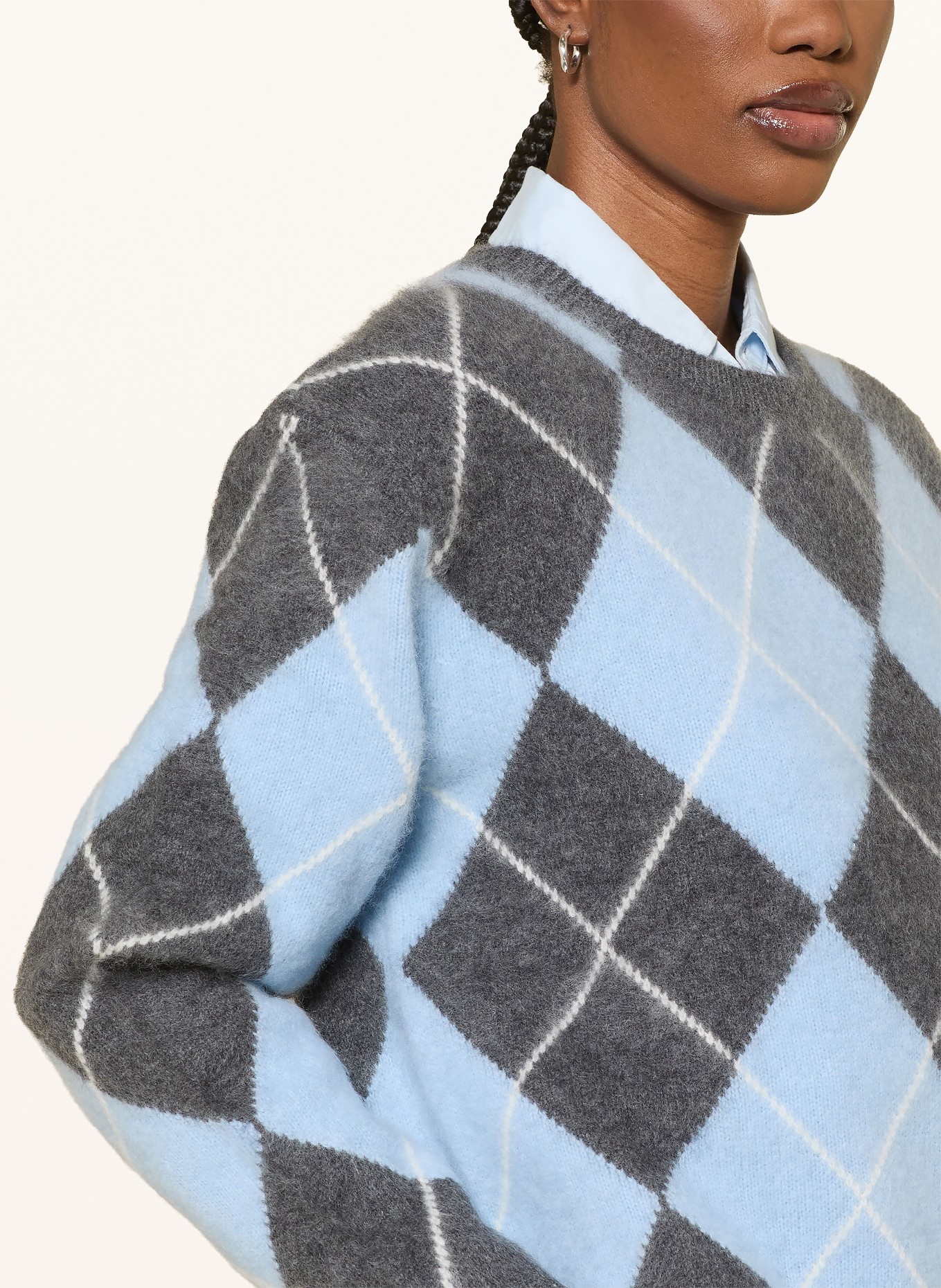 SAINTE MER Pullover: HELLBLAU / DUNKELGRAU