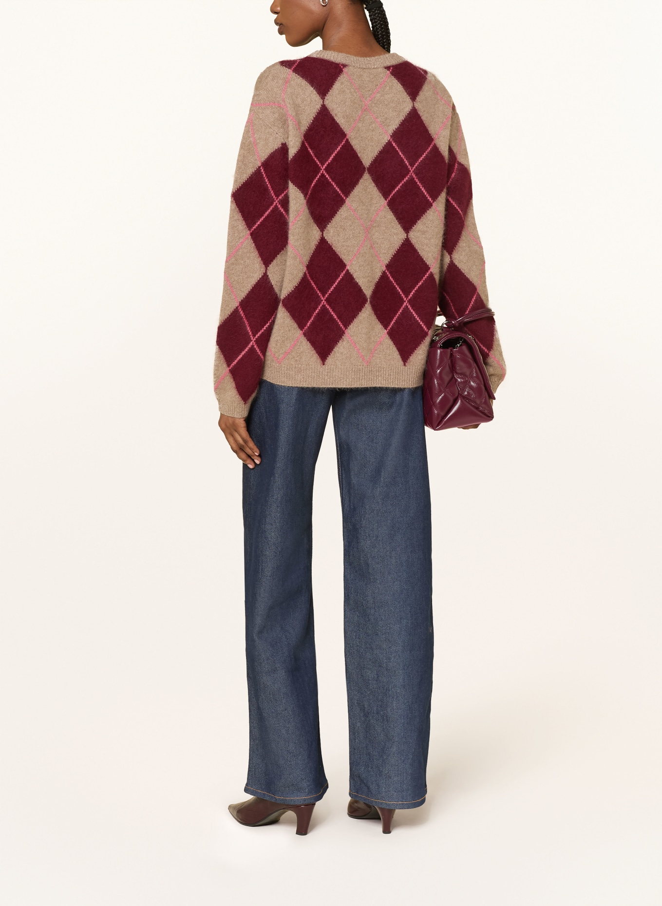 SAINTE MER svetr: TMAVĚ ČERVENÁ / ČERNOŠEDÁ