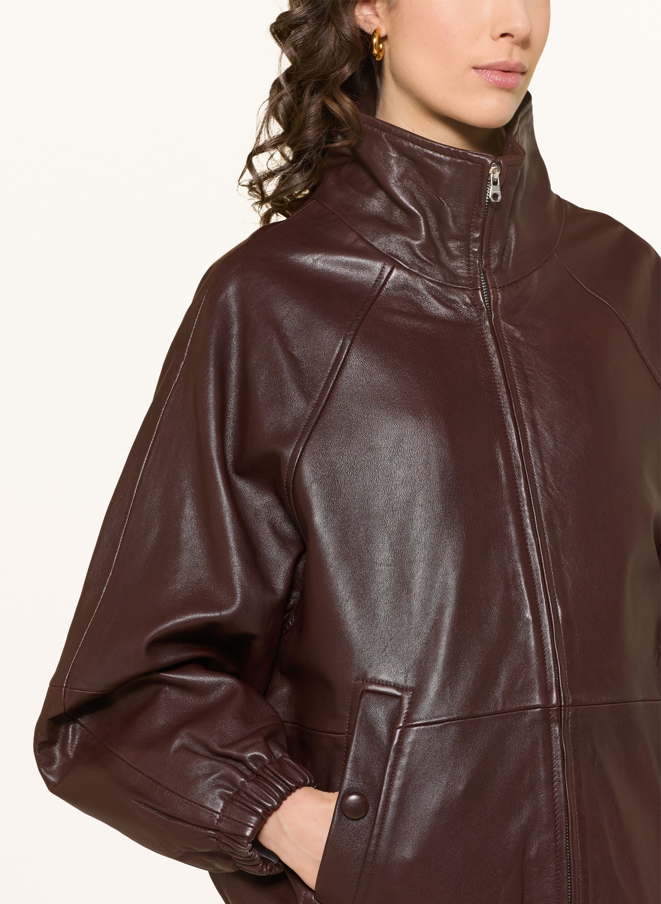 SANDRO Lederjacke: DUNKELBRAUN