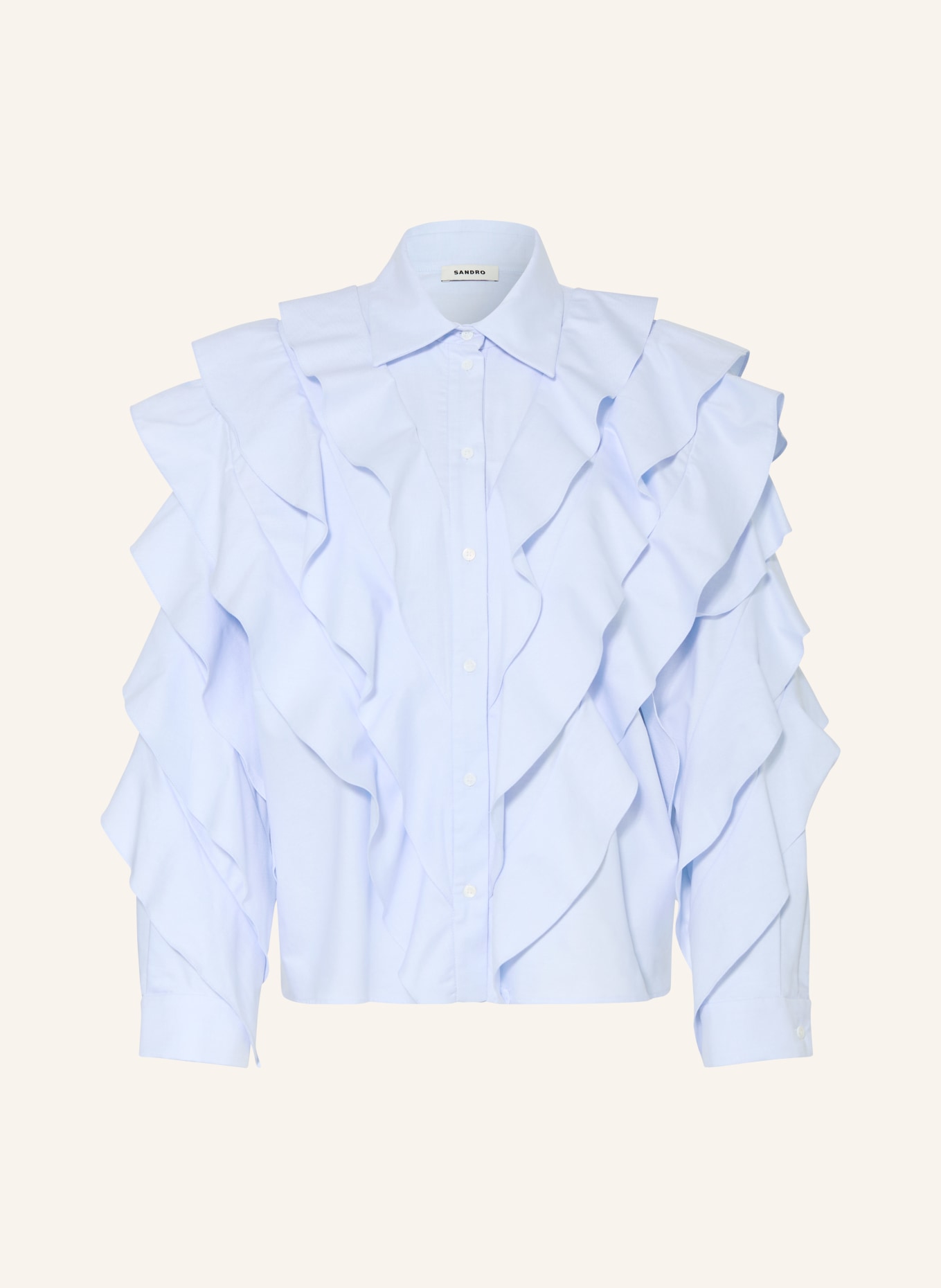 SANDRO Hemdbluse mit Volants: HELLBLAU