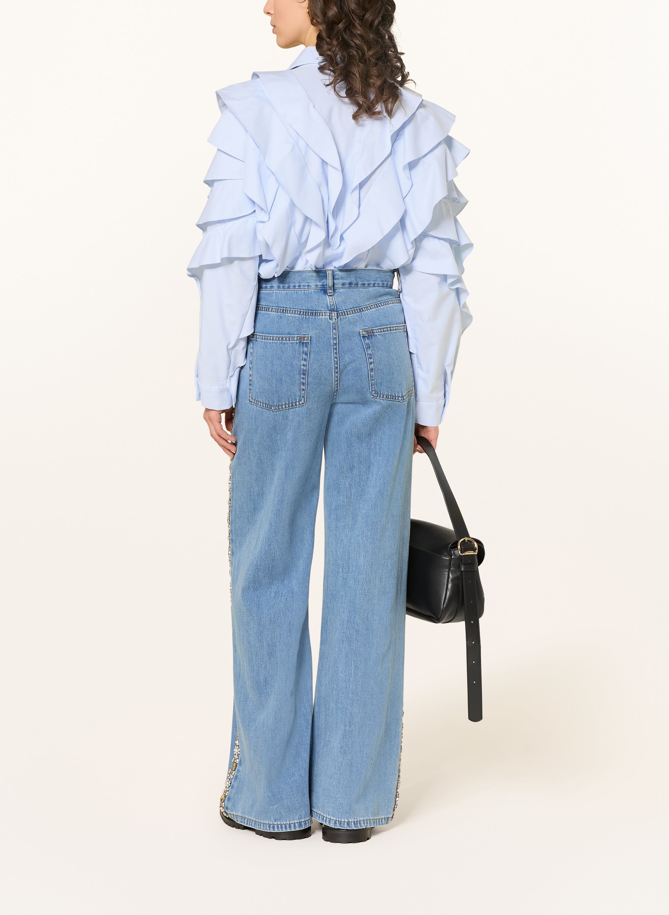 SANDRO Hemdbluse mit Volants: HELLBLAU