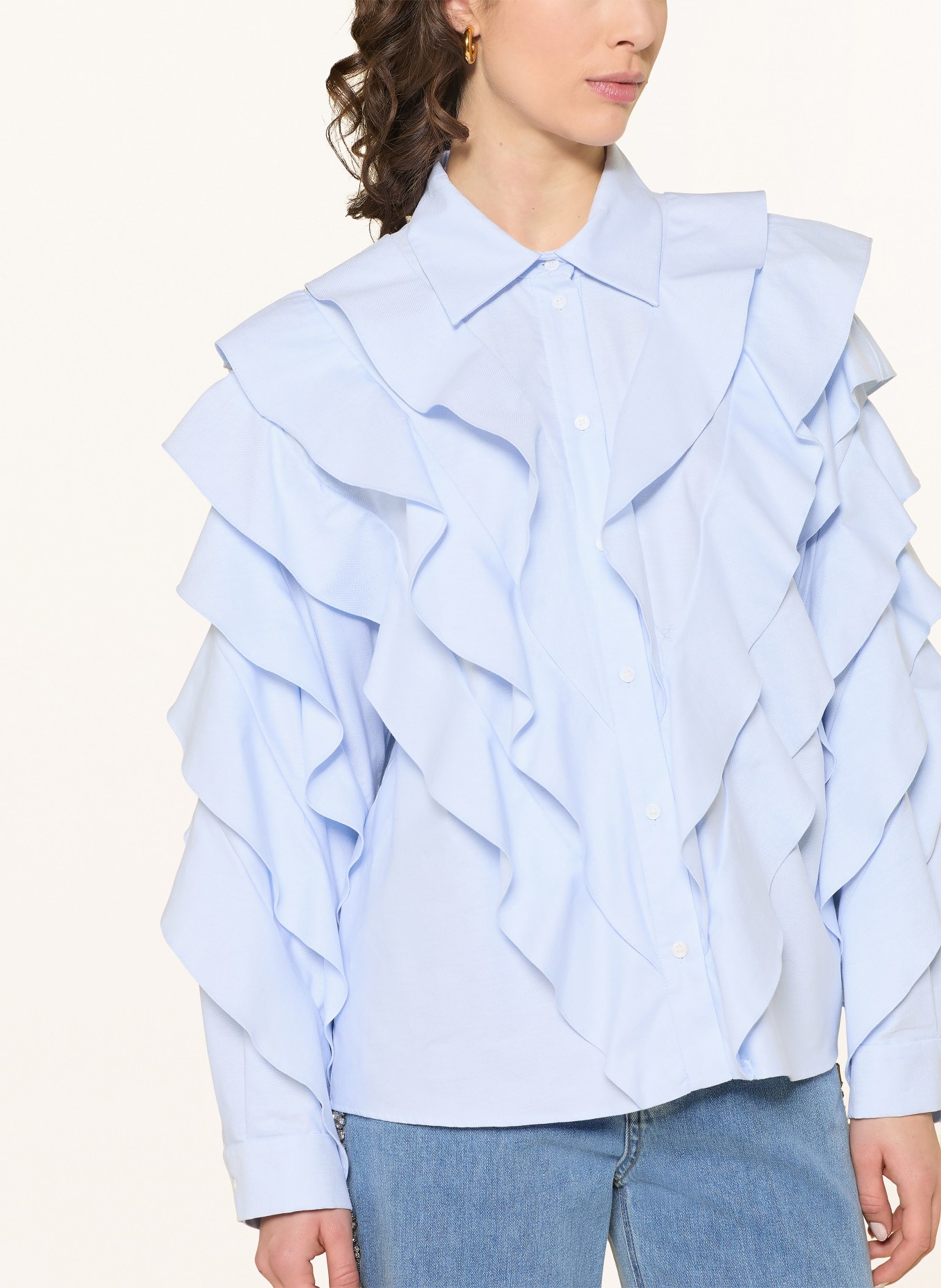 SANDRO Hemdbluse mit Volants: HELLBLAU