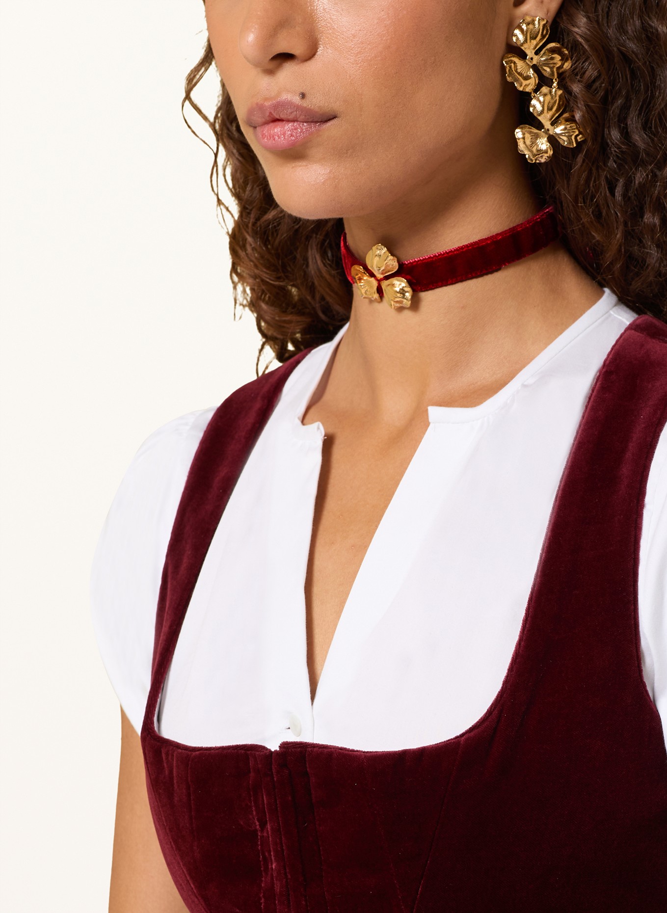 Seenberg velvet choker: DARK RED / GOLD